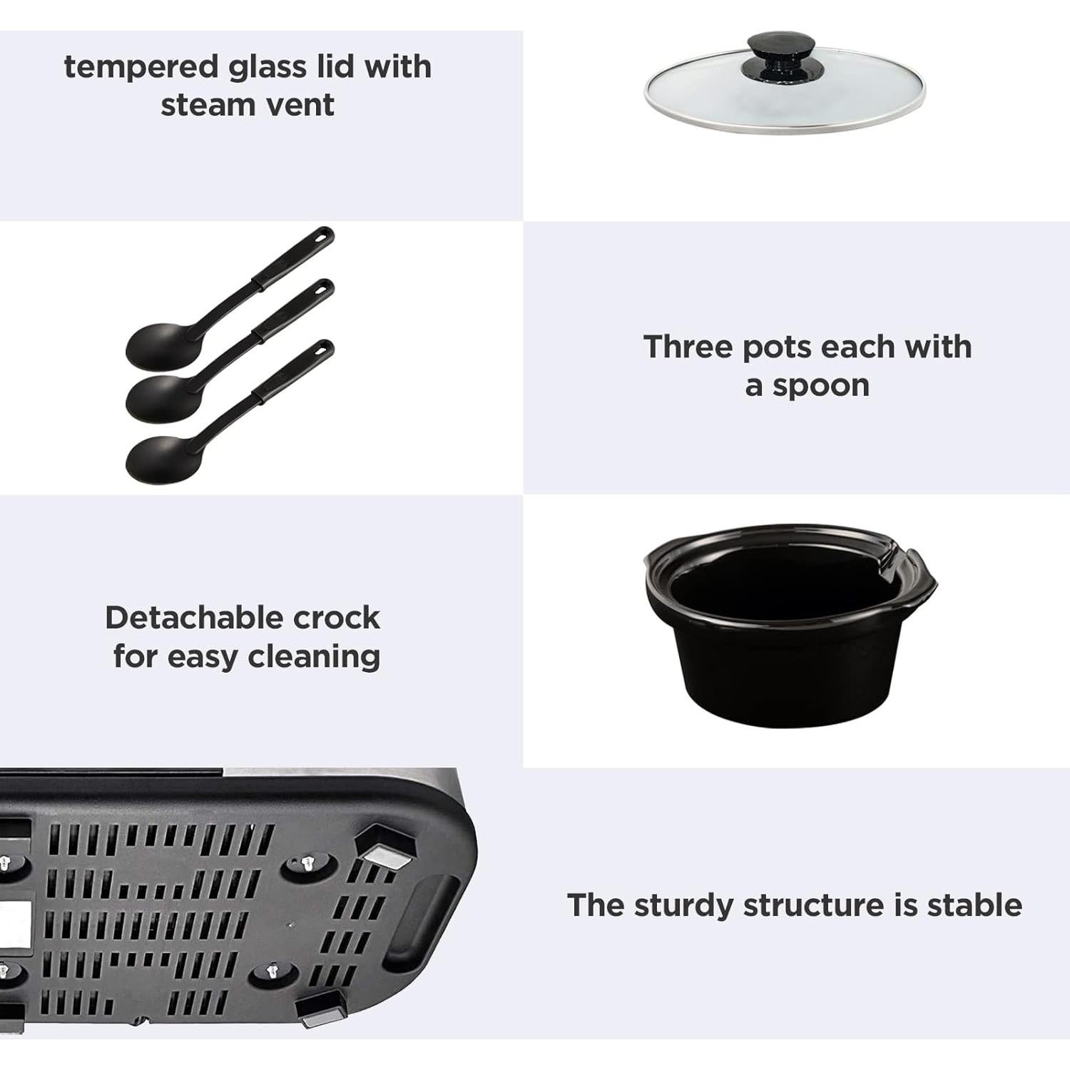 Olla de Cocción Lenta Sunvivi Triple 4.5L Ovalada con Tapa