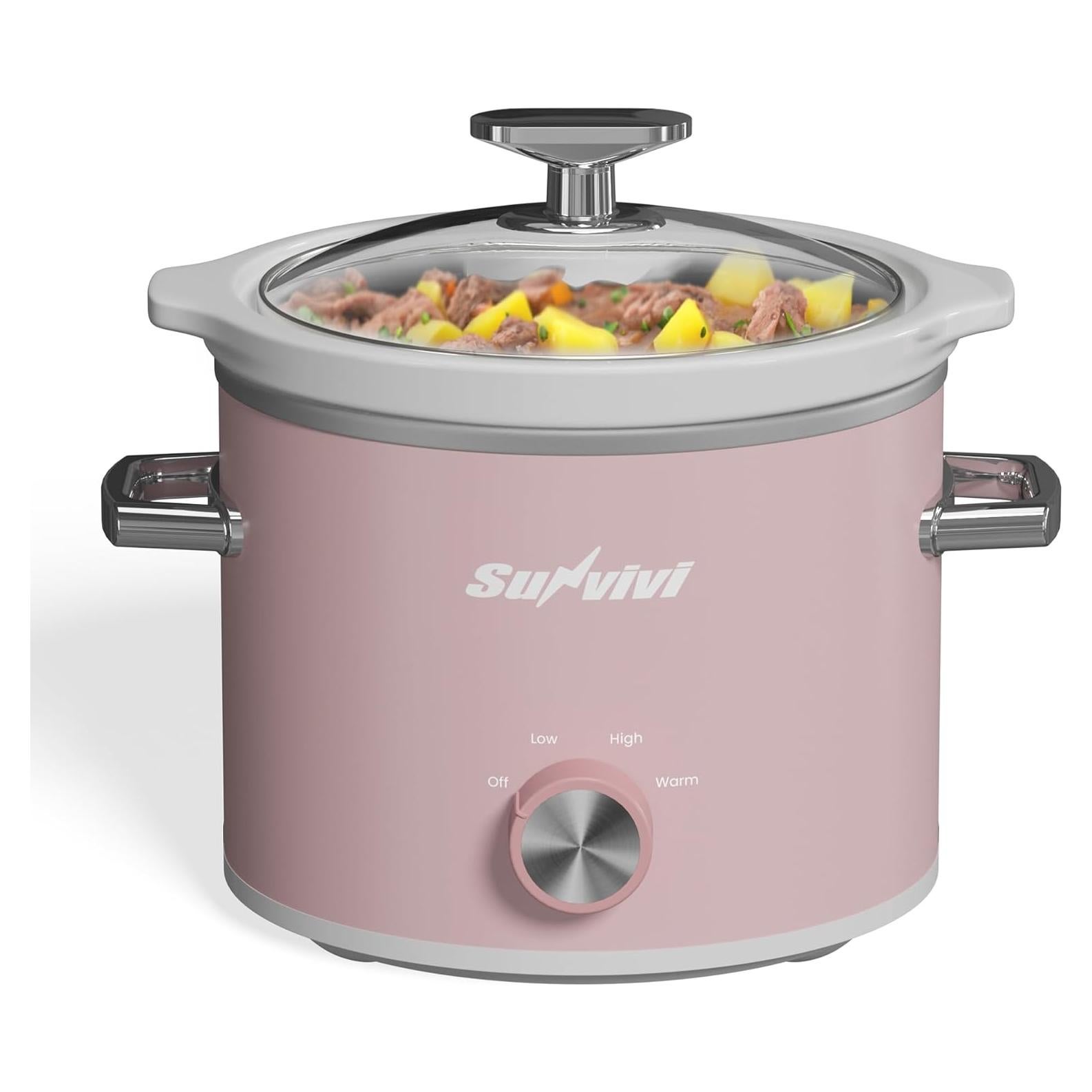 Olla de Cocción Lenta SUNVIVI 2QT Cerámica Desmontable Rosa