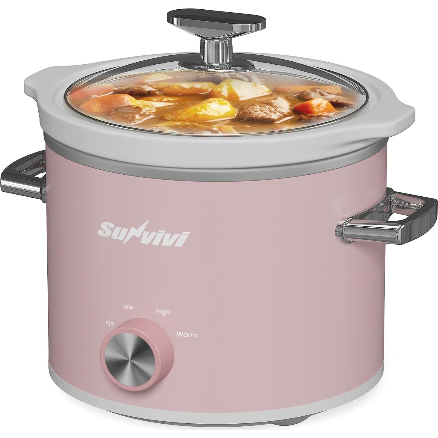 Olla de Cocción Lenta SUNVIVI 2QT Cerámica Desmontable Rosa
