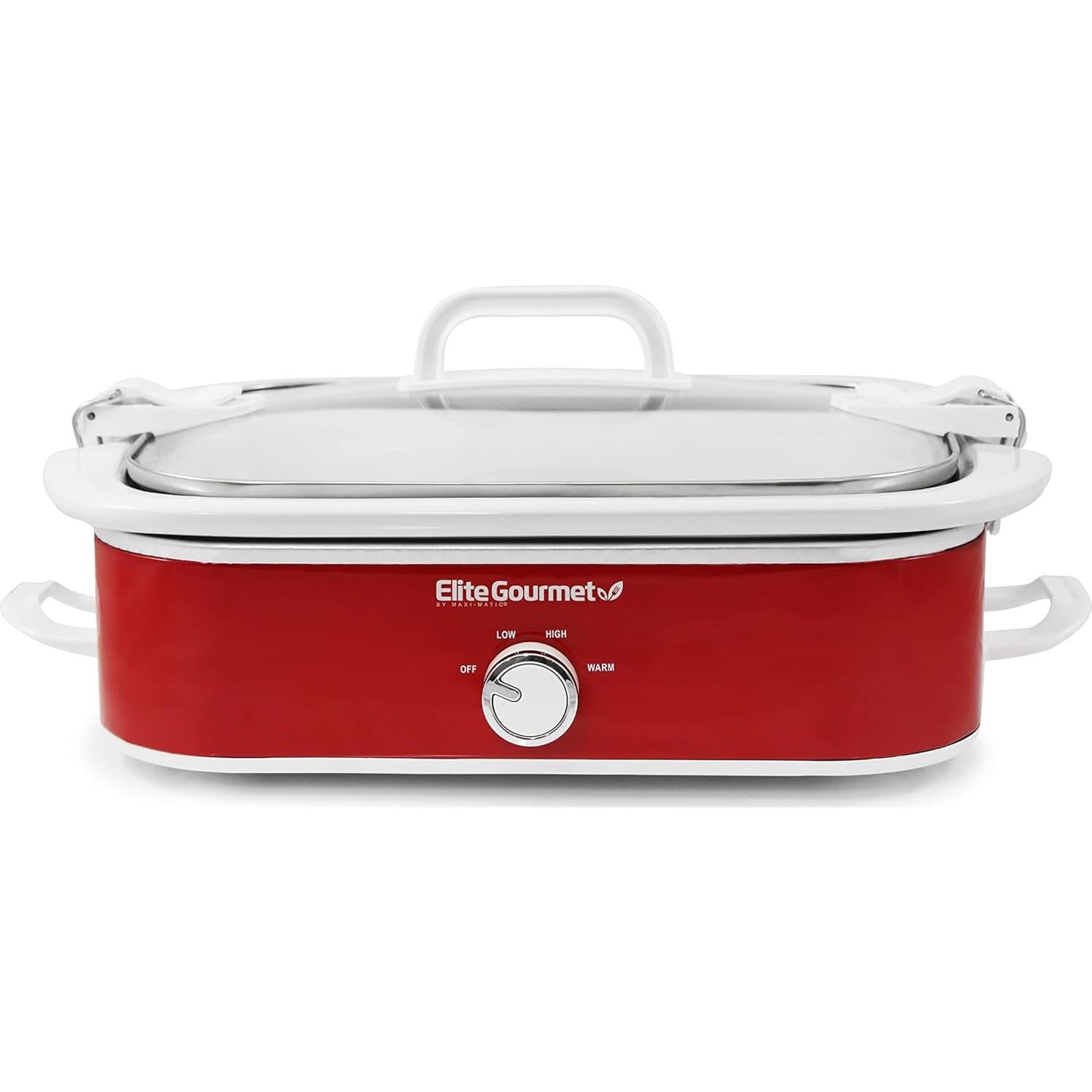 Olla de Cocción Lenta Elite Gourmet MST-5240 3.3L Roja