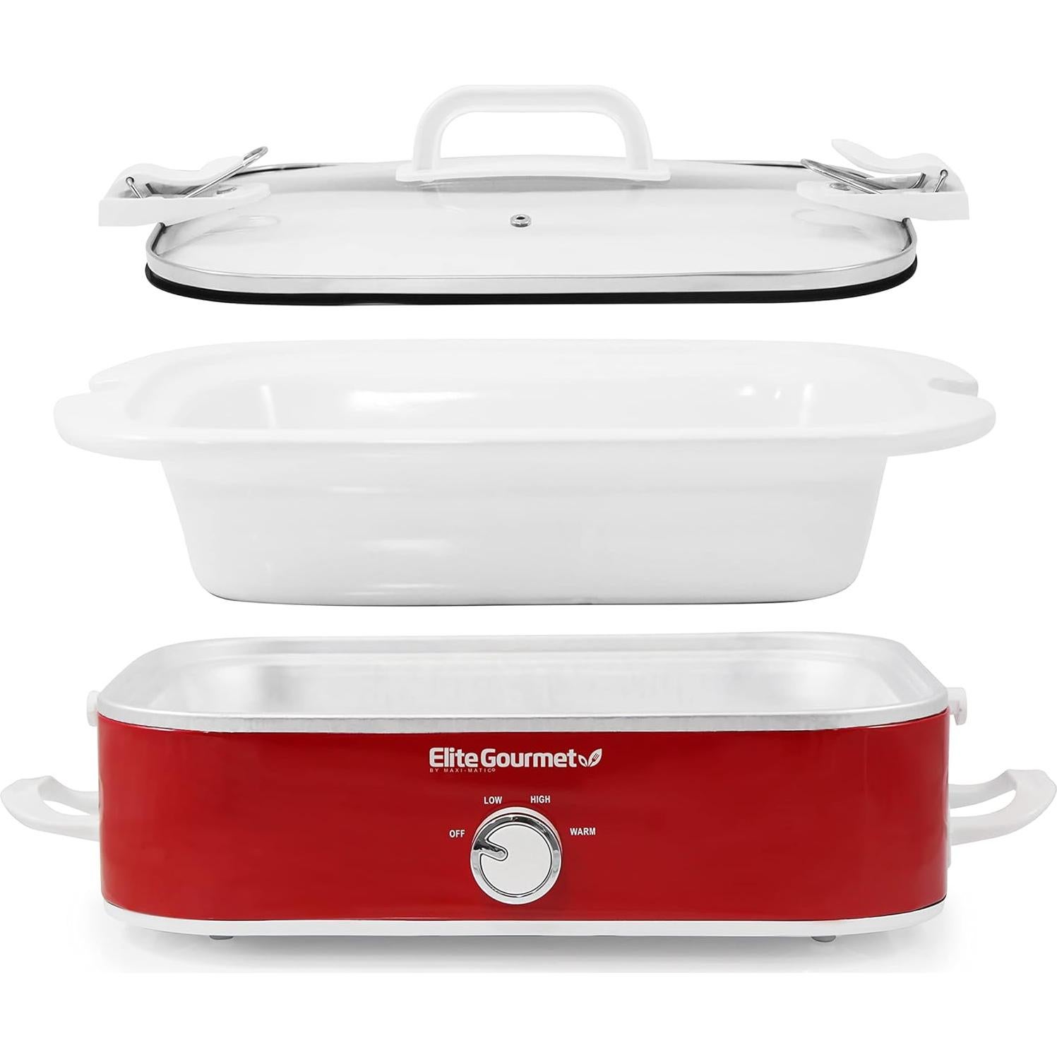 Olla de Cocción Lenta Elite Gourmet MST-5240 3.3L Roja