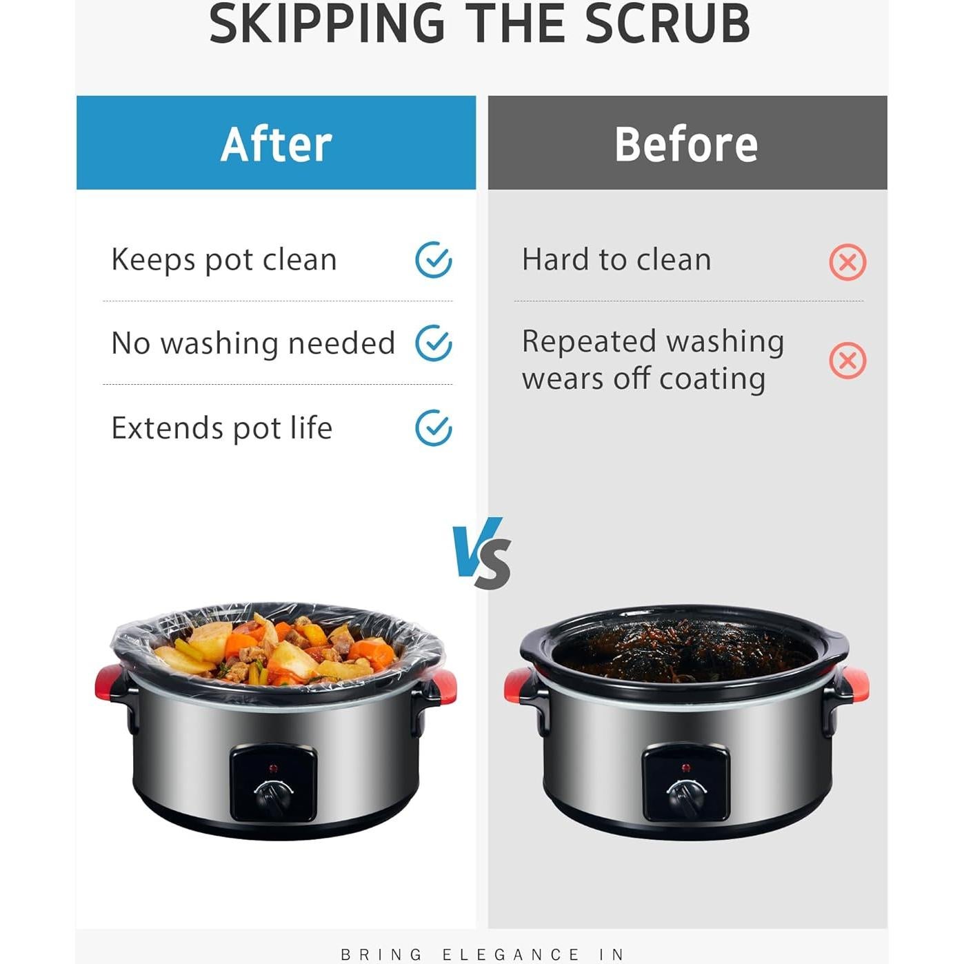 Forros Desechables para Olla de Cocción Lenta Syntus 20 Pzas 33x53cm