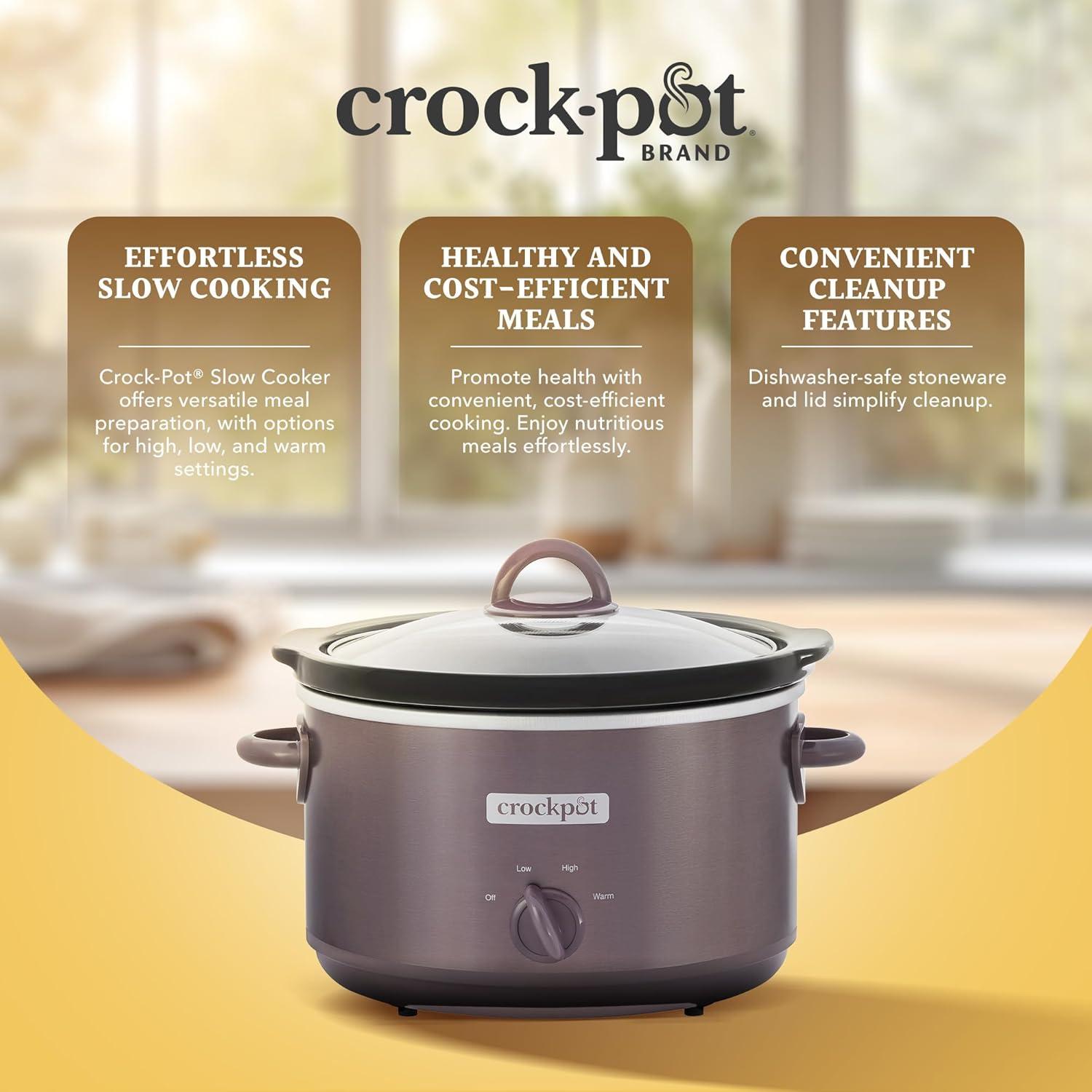 Olla de Cocción Lenta Crock-Pot 4.5L Manual 3 Configuraciones