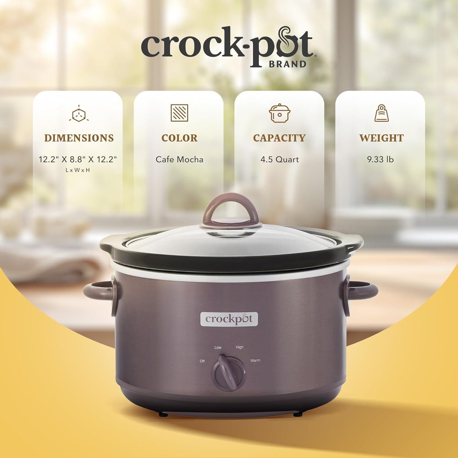 Olla de Cocción Lenta Crock-Pot 4.5L Manual 3 Configuraciones