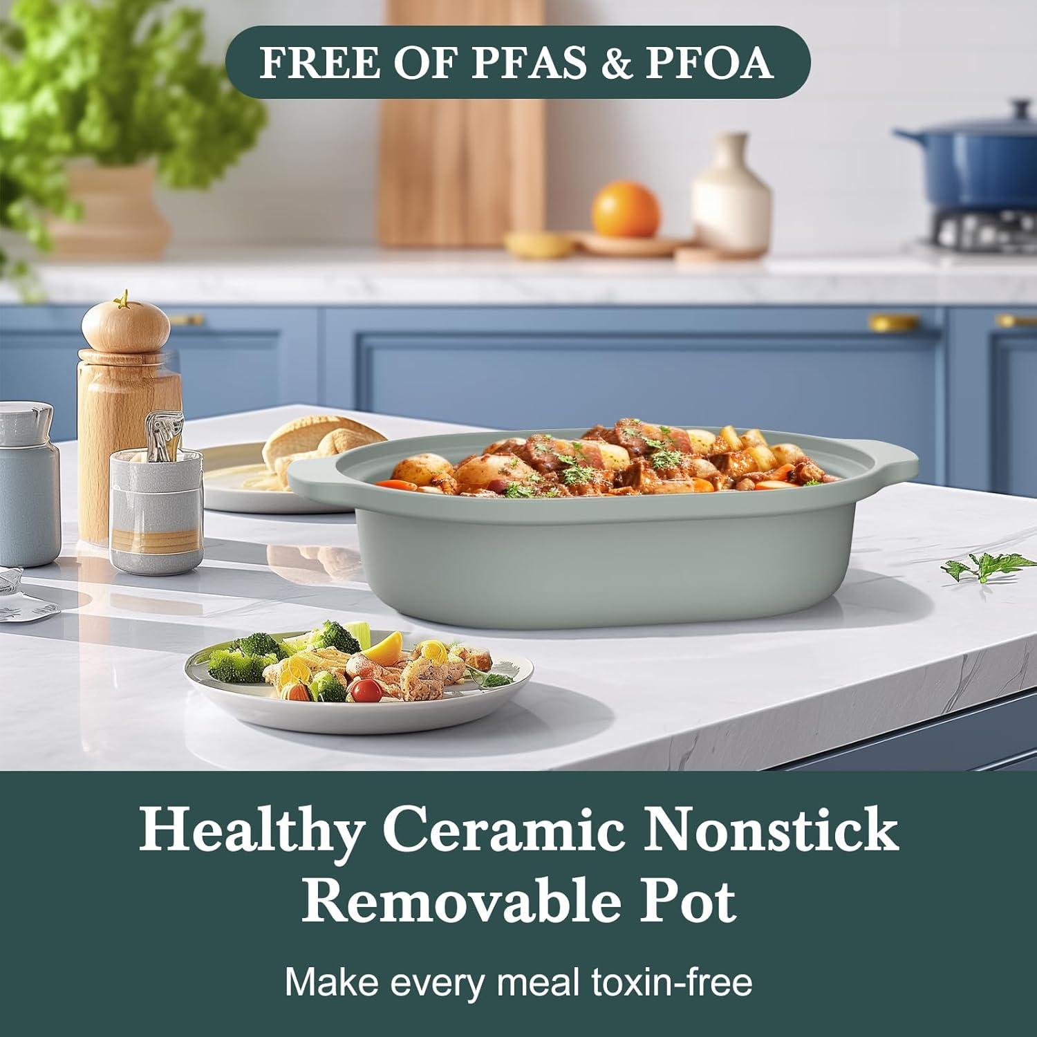 Olla de cocción lenta programable INDY VAC 4QT Oliva 8 en 1