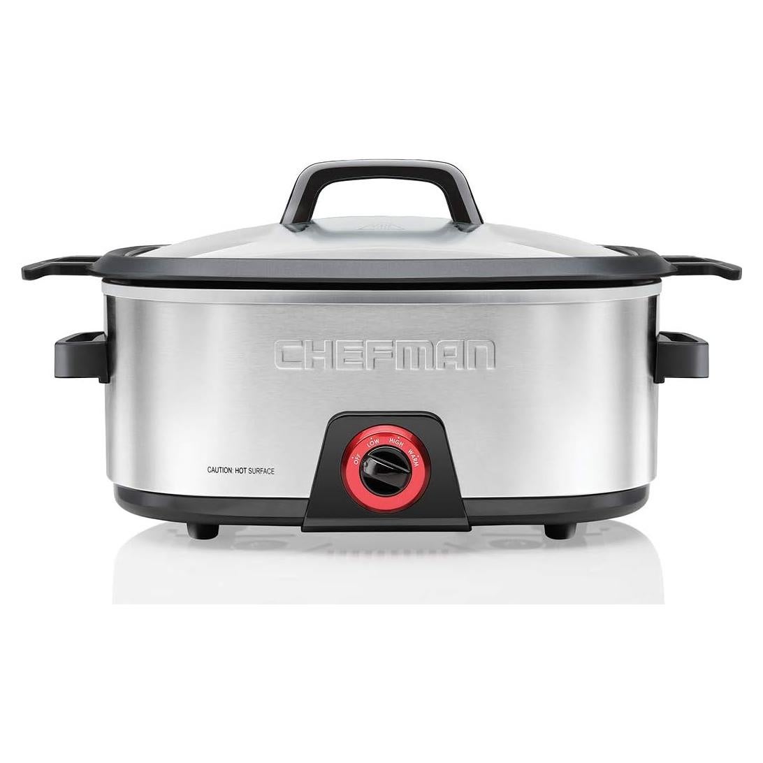 Olla de Cocción Lenta Chefman 6 Cuartos Acero Inoxidable