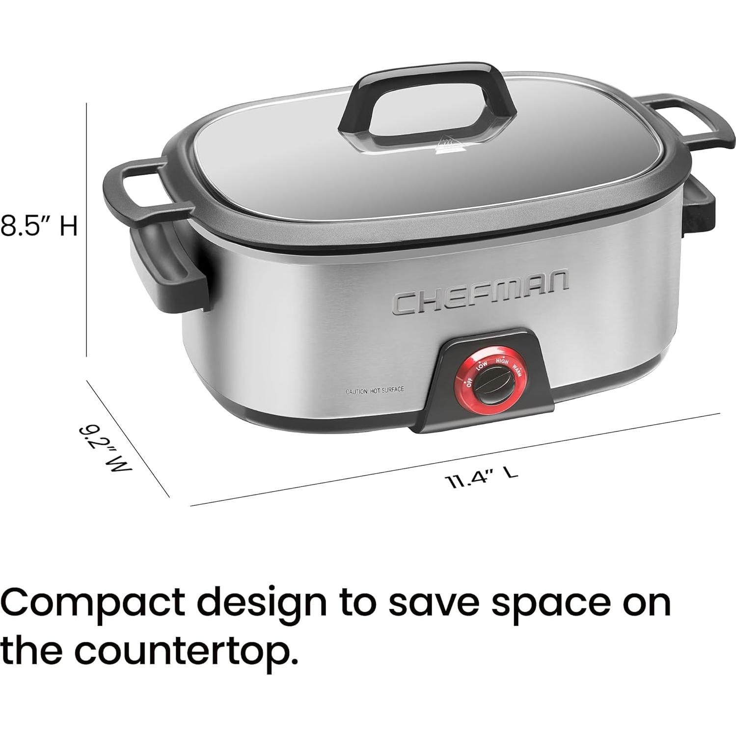 Olla de Cocción Lenta Chefman 6 Cuartos Acero Inoxidable