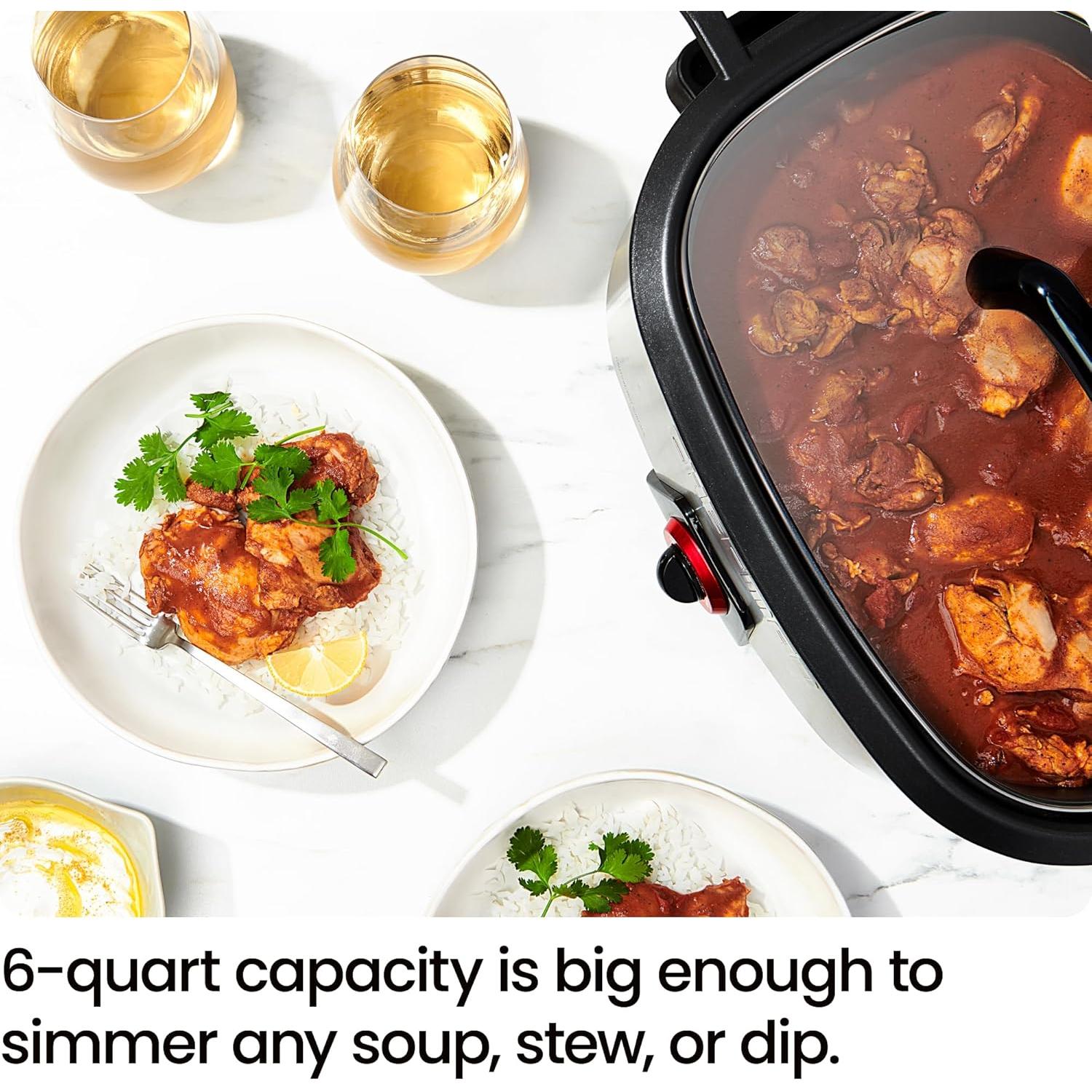 Olla de Cocción Lenta Chefman 6 Cuartos Acero Inoxidable