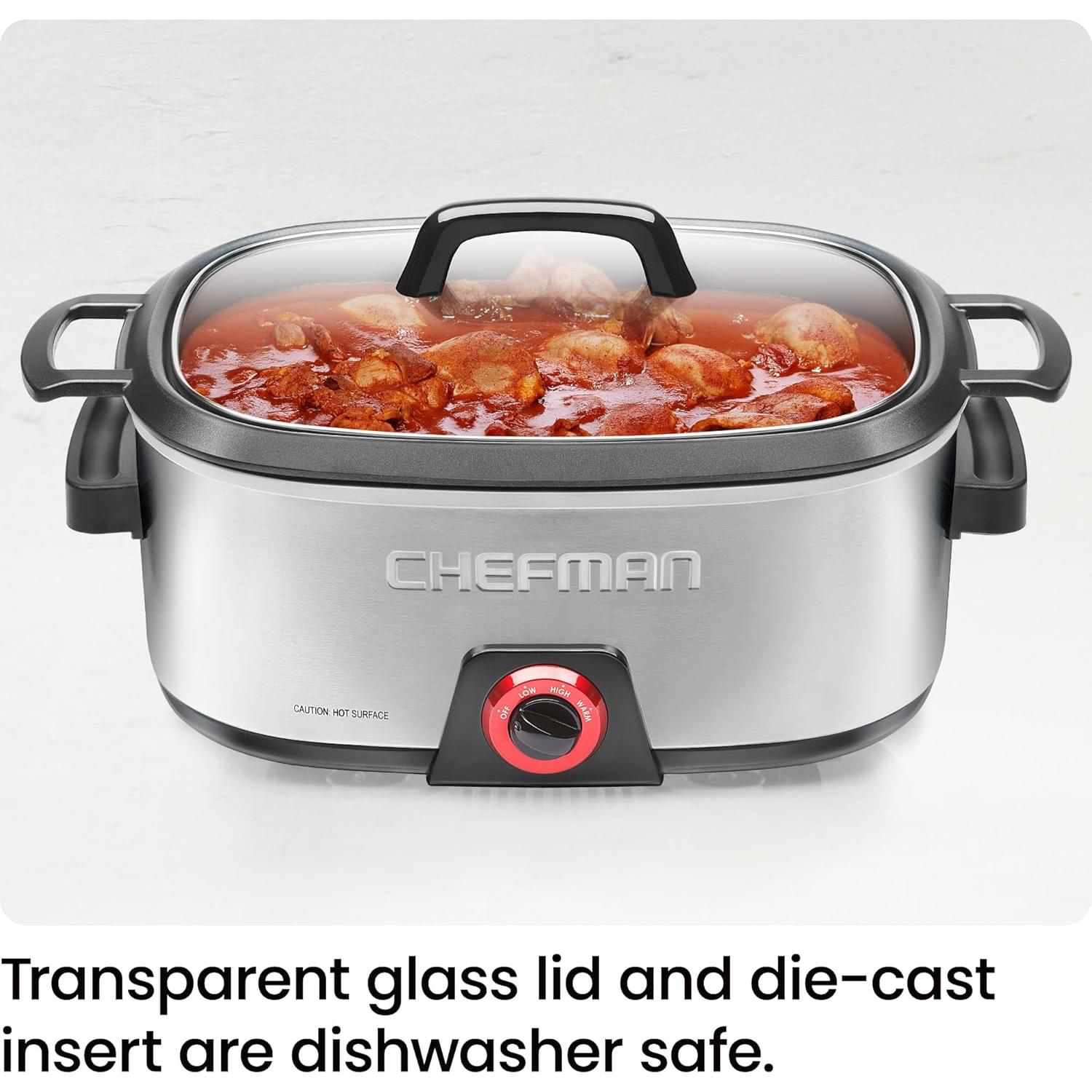 Olla de Cocción Lenta Chefman 6 Cuartos Acero Inoxidable