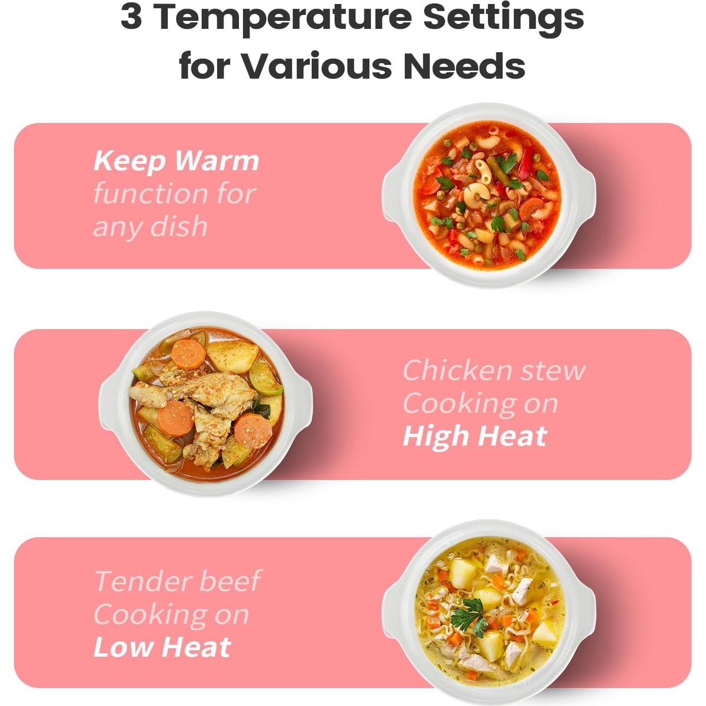 Olla de Cocción Lenta KOOC 2QT Rosa con Forros Incluidos
