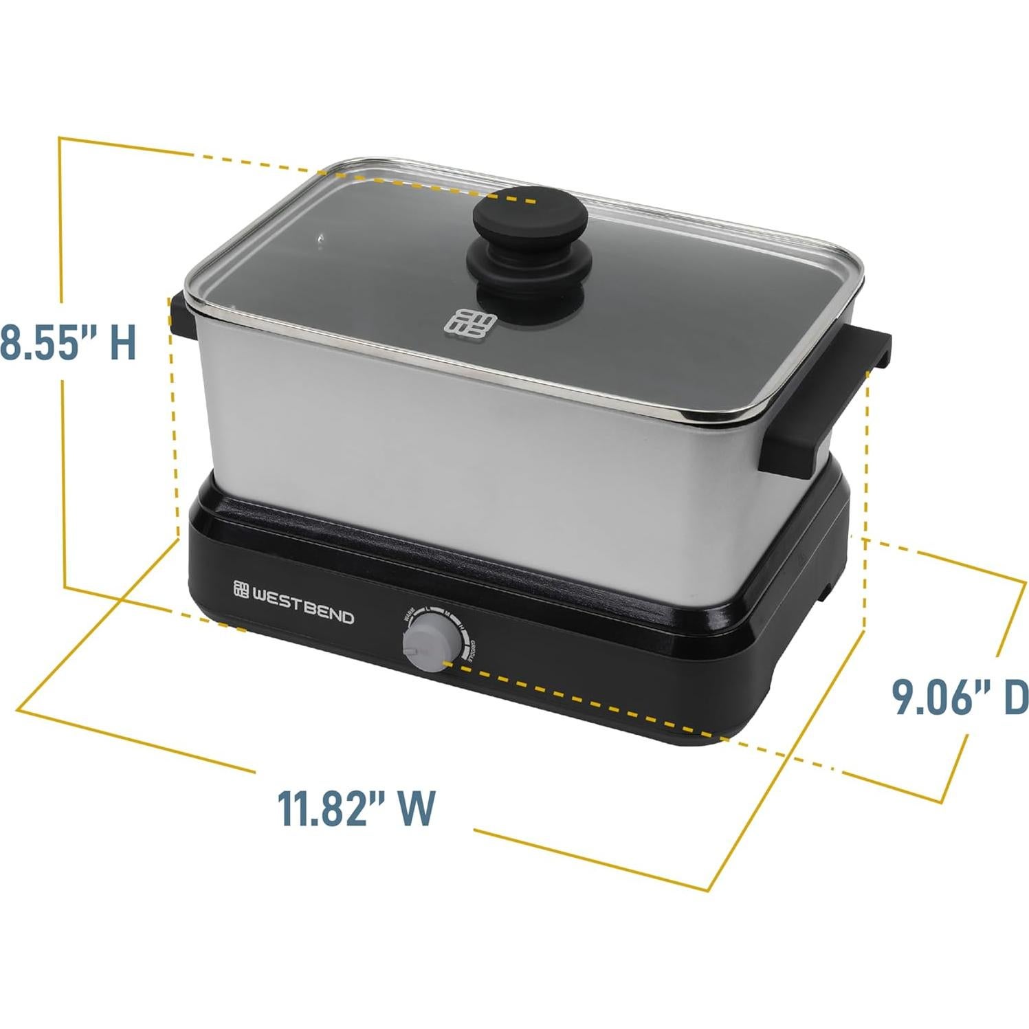 Olla de Cocción Lenta West Bend 5 Cuartos Antiadherente Plata