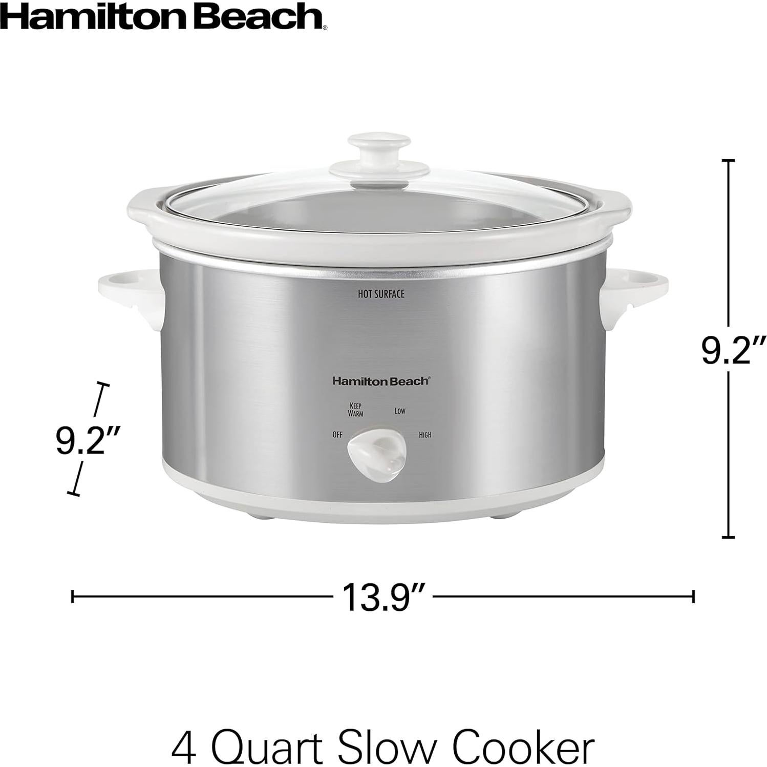 Olla de Cocción Lenta Hamilton Beach 4 Cuartos Cerámica Apta Lavavajillas