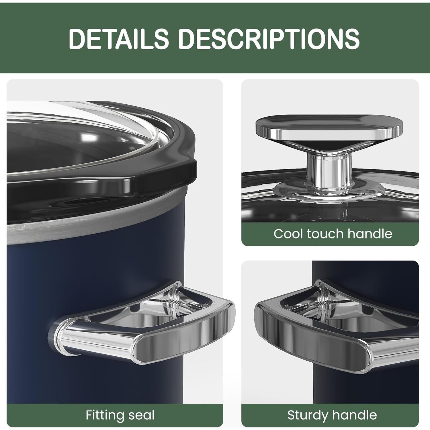 Olla de Cocción Lenta HEYNEMO 2QT Azul 3 Temperaturas