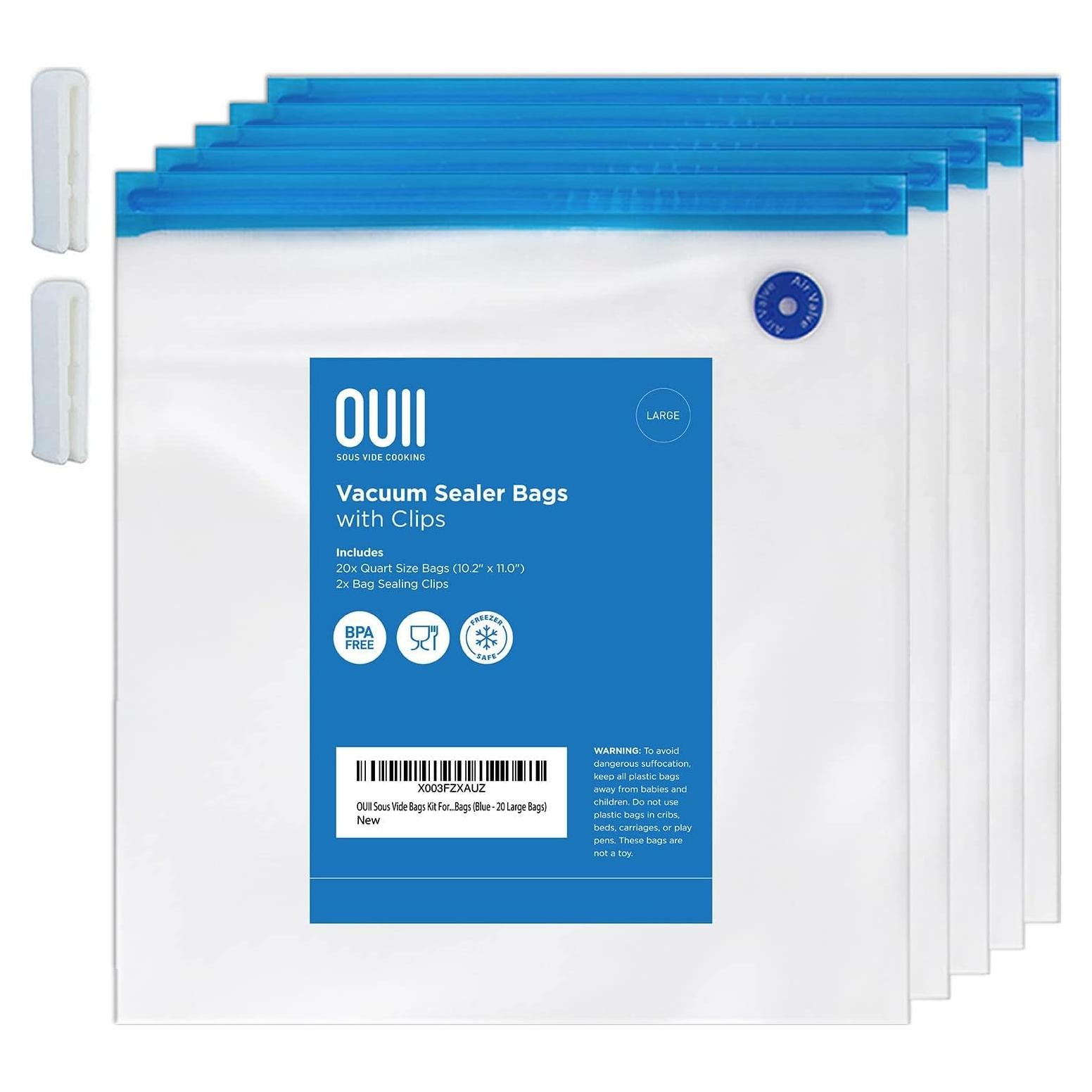 Bolsas Sous Vide OUII Reutilizables 20 Unidades 27.94x25.91cm