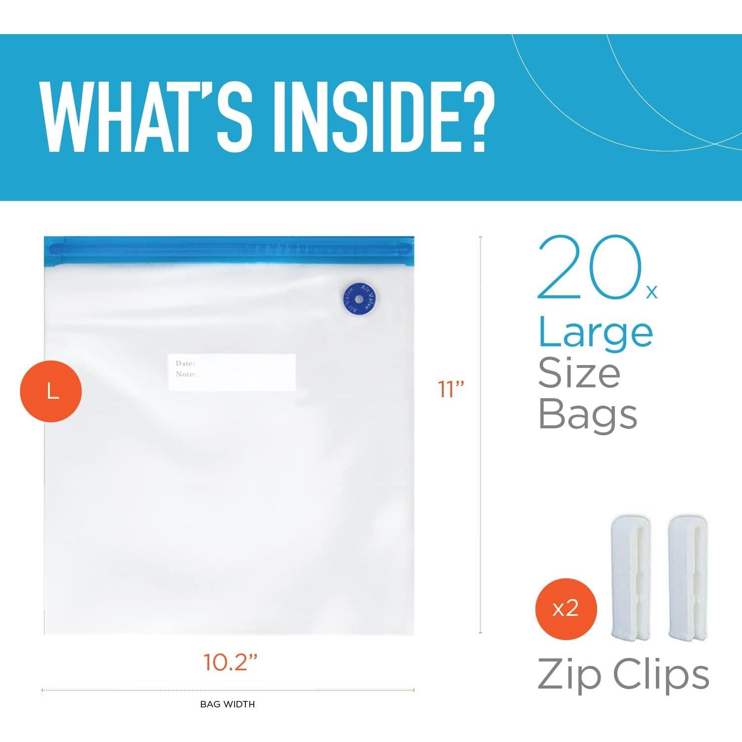 Bolsas Sous Vide OUII Reutilizables 20 Unidades 27.94x25.91cm