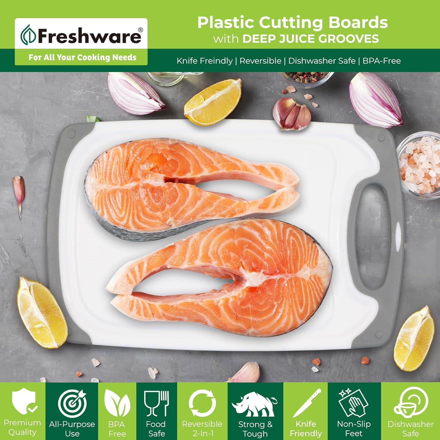 Juego de 3 Tablas de Cortar Freshware, Antideslizantes y Reversibles
