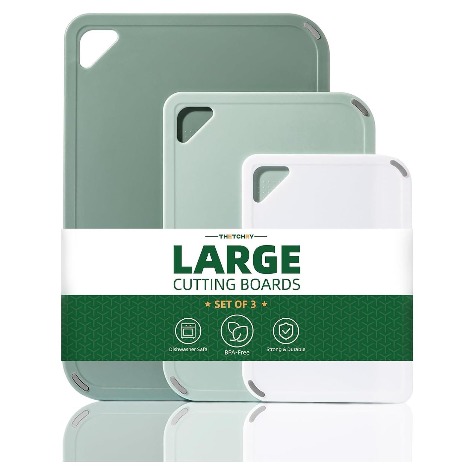 Juego de 3 Tablas de Cortar Antideslizantes THETCHRY Verde