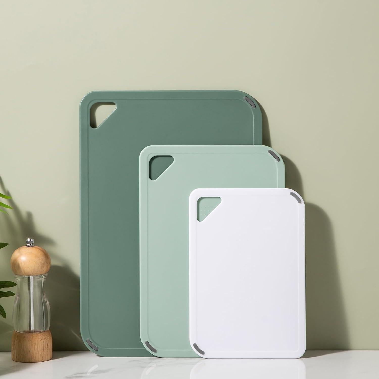 Juego de 3 Tablas de Cortar Antideslizantes THETCHRY Verde