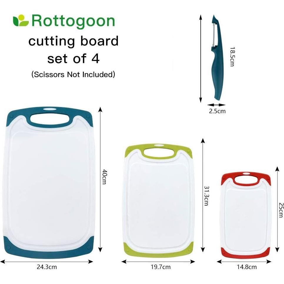 Juego de 4 Tablas de Cortar Antideslizantes ROTTOGOON Verde