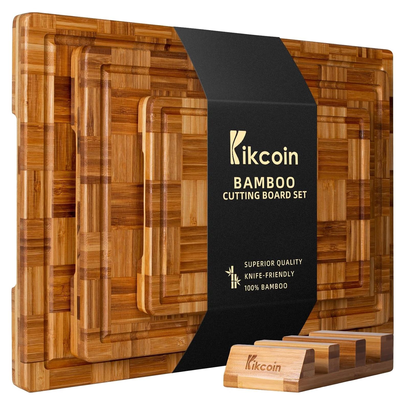 Juego de 3 Tablas de Cortar de Bambú Kikcoin - XL, L, M