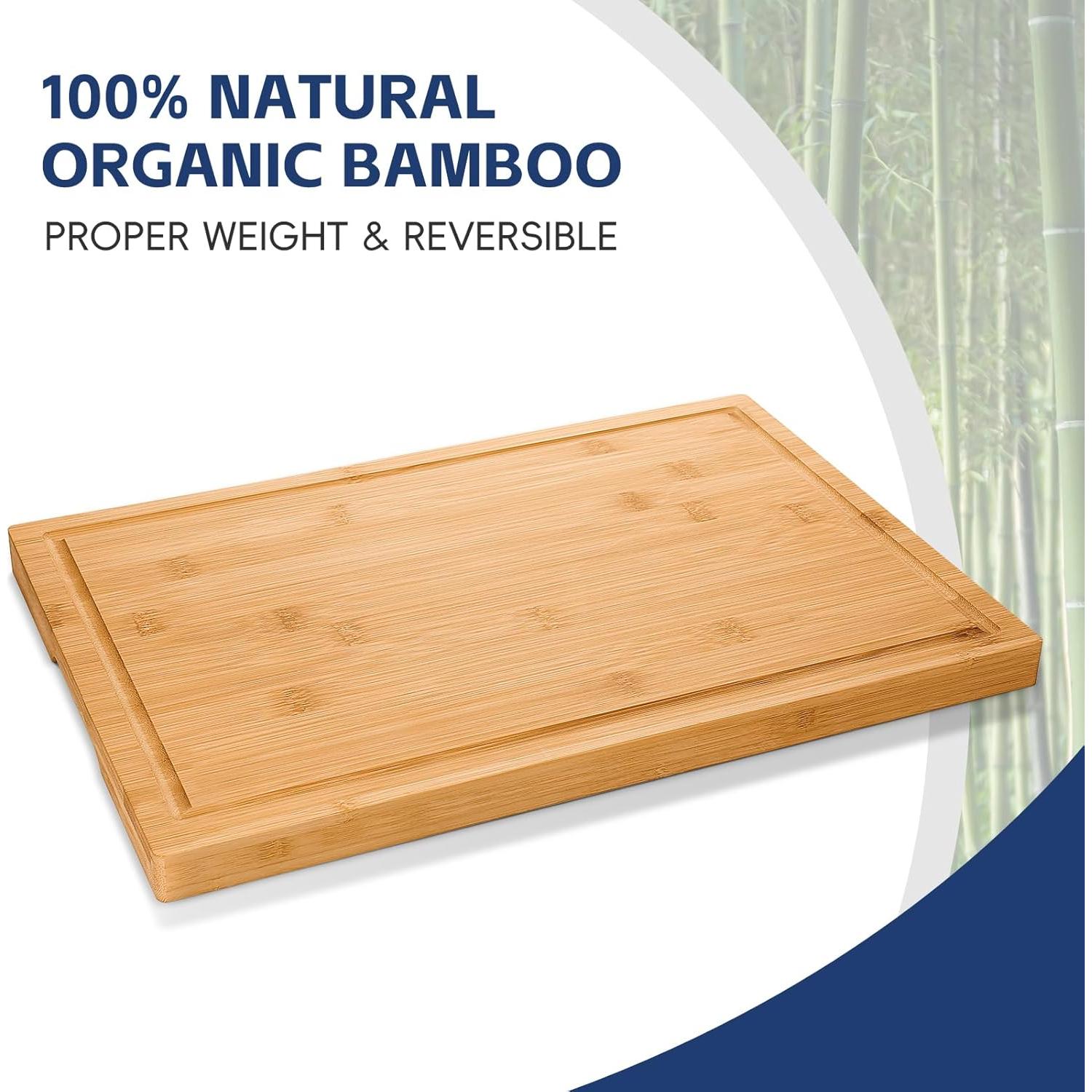 Juego de 3 Tablas de Cortar de Bambú Hiware con Canal para Jugo