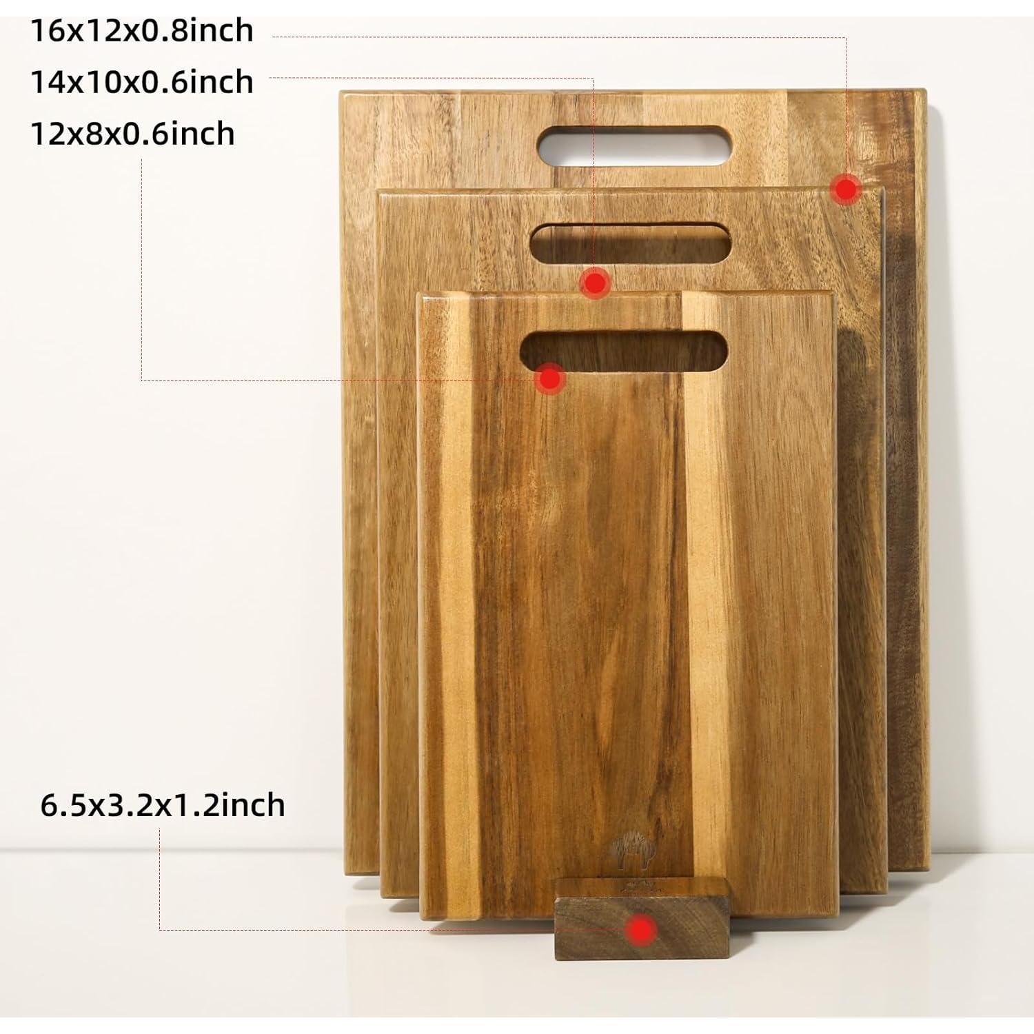 Conjunto de 3 tablas de cortar de madera de acacia YSTKC