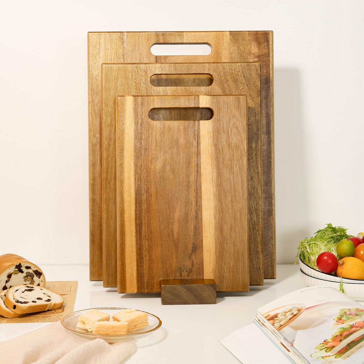 Conjunto de 3 tablas de cortar de madera de acacia YSTKC