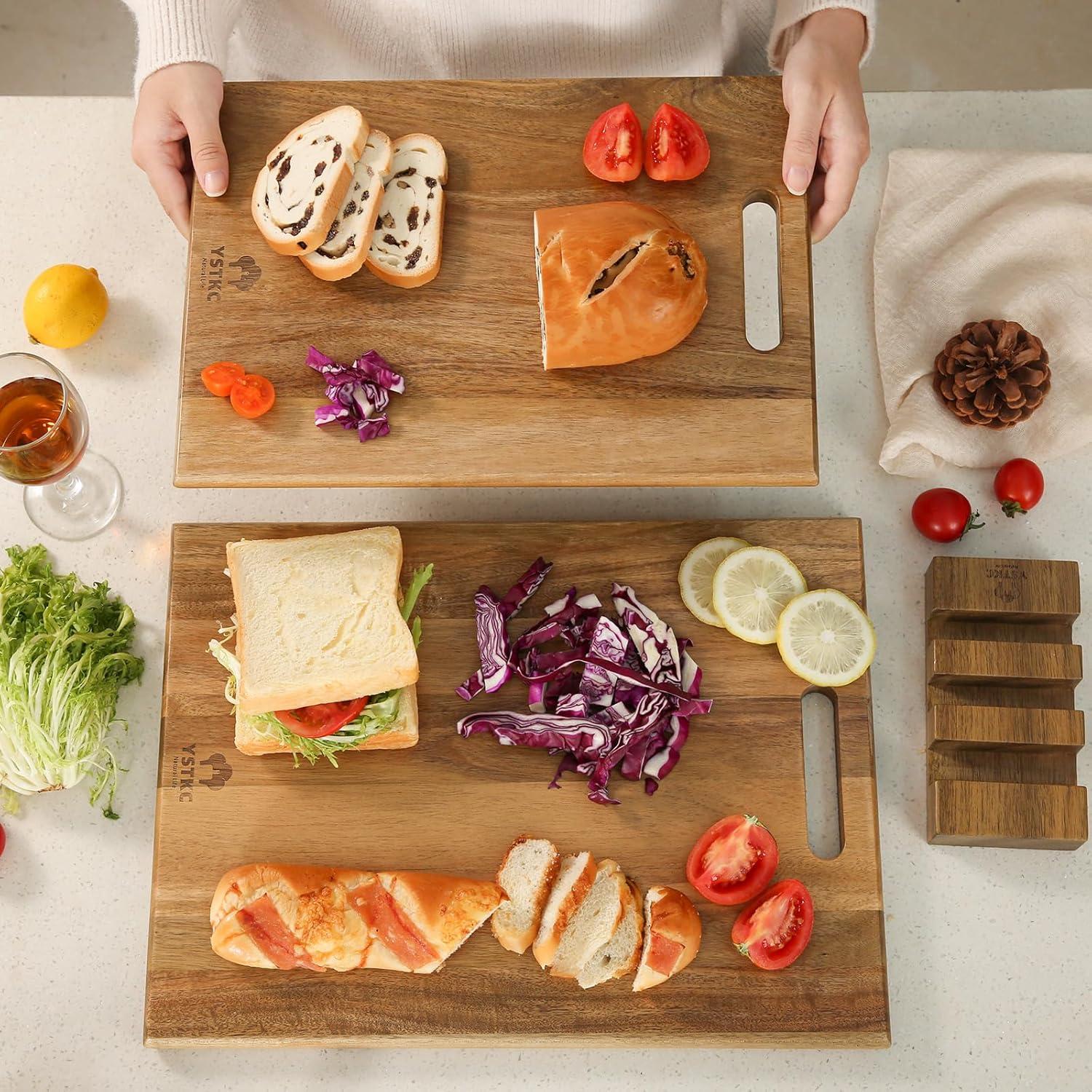 Conjunto de 3 tablas de cortar de madera de acacia YSTKC