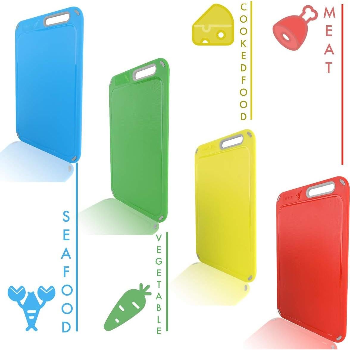 Juego de 4 Tablas de Cortar Aichoof con Soporte Antideslizante