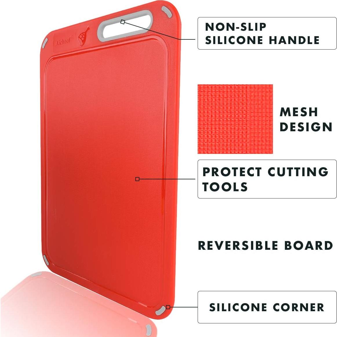Juego de 4 Tablas de Cortar Aichoof con Soporte Antideslizante