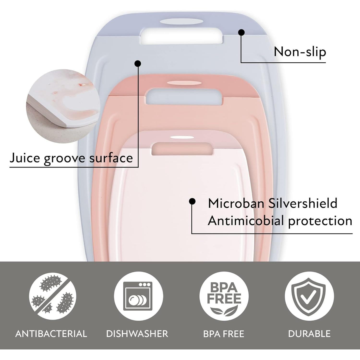 Juego de 3 Tablas de Cortar Neoflam con Protección Microban
