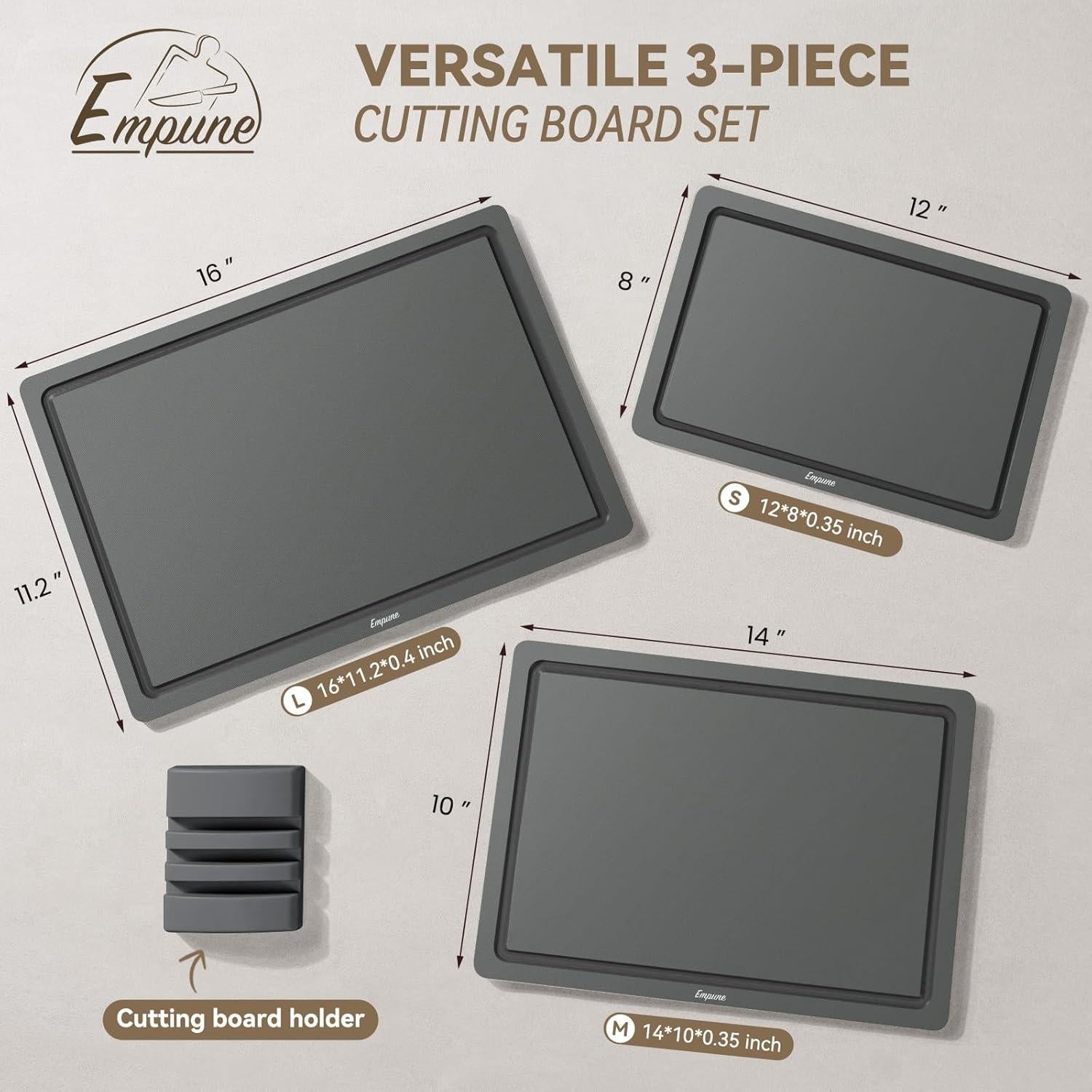 Juego de 3 Tablas de Cortar Empune de Plástico Reciclado