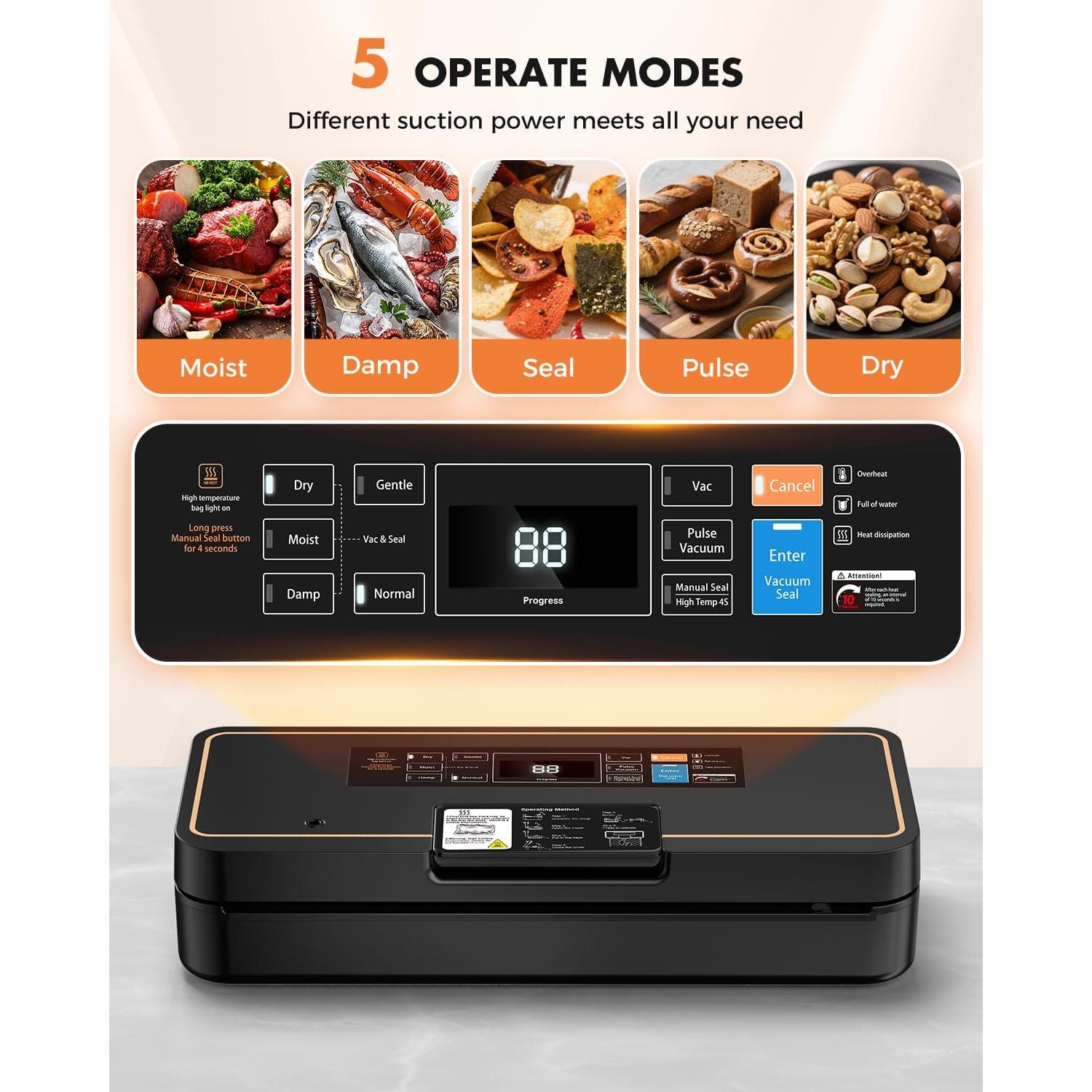 Sellador al vacío UPRUBE 9 en 1 120W 95kPa con cortador