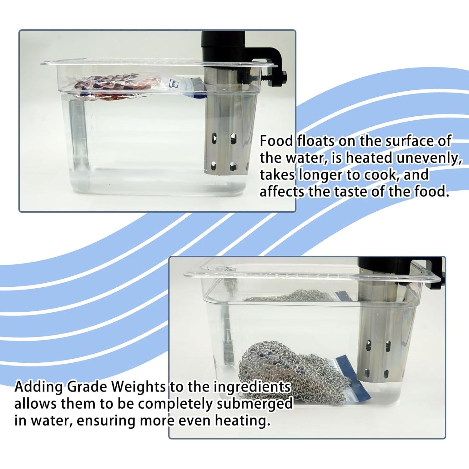 Pesas Sous Vide de Acero Inoxidable 304 con Clips - 0.54 kg