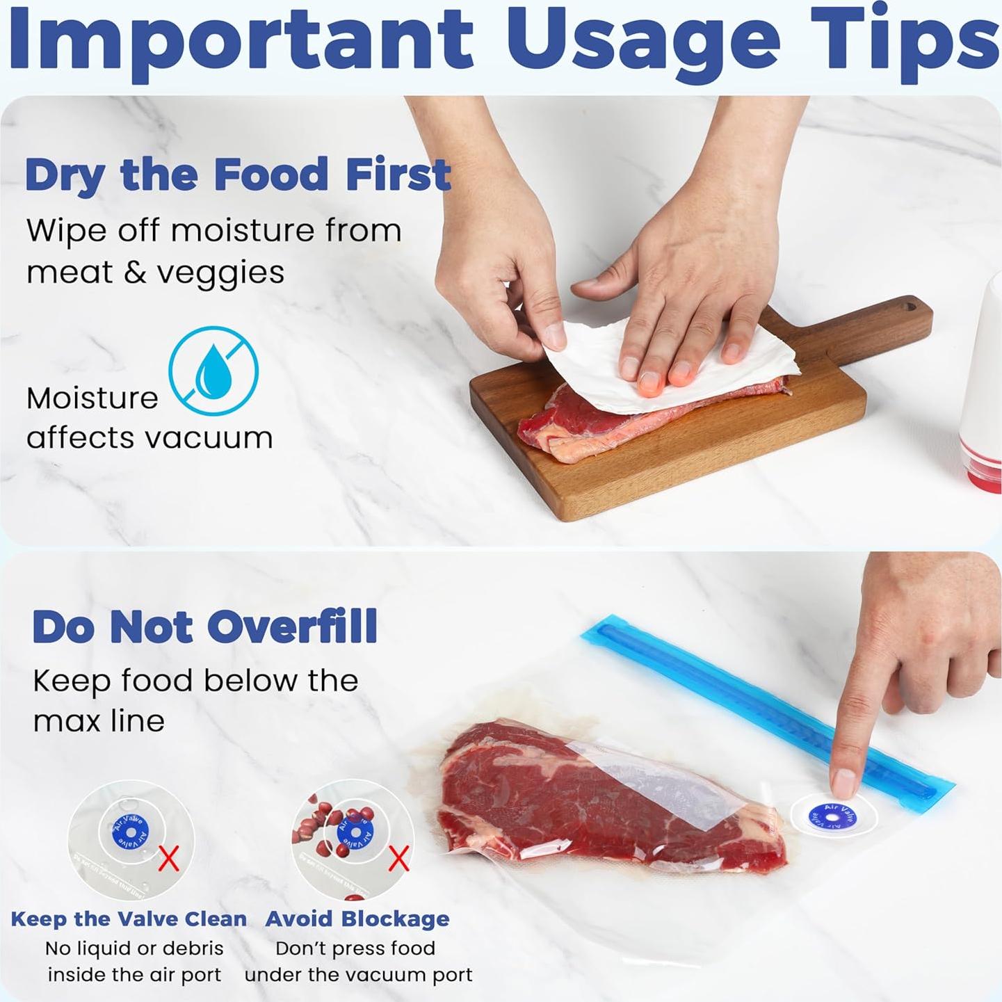 60 Bolsas de Sellado al Vacío Reutilizables ZABINS - 3 Tamaños