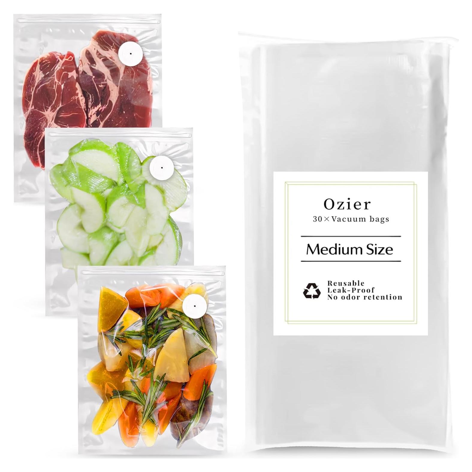 Bolsas de Sellado al Vacío Reutilizables OZIER - 30 Medianas Sin BPA