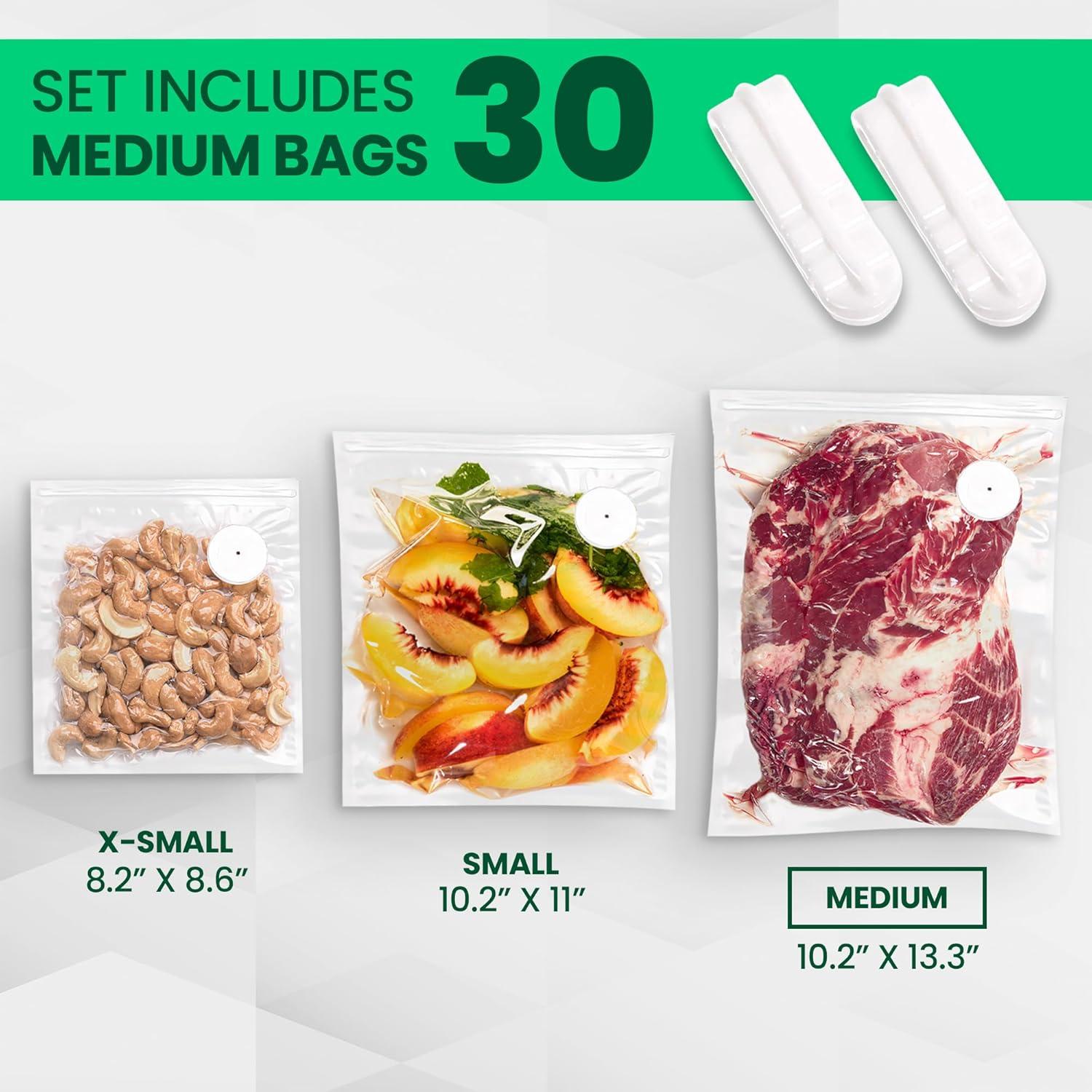 Bolsas de Sellado al Vacío Reutilizables OZIER - 30 Medianas Sin BPA