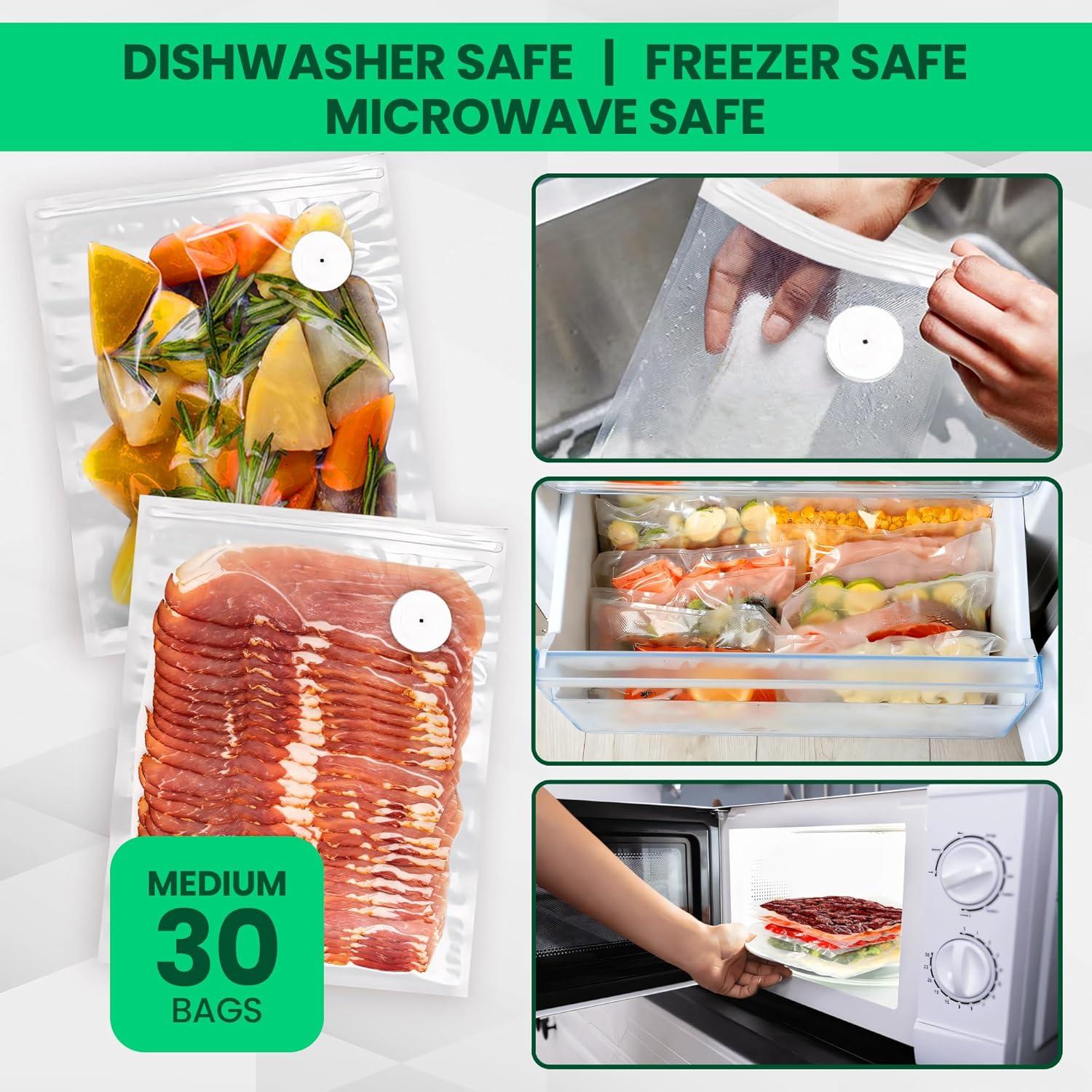 Bolsas de Sellado al Vacío Reutilizables OZIER - 30 Medianas Sin BPA