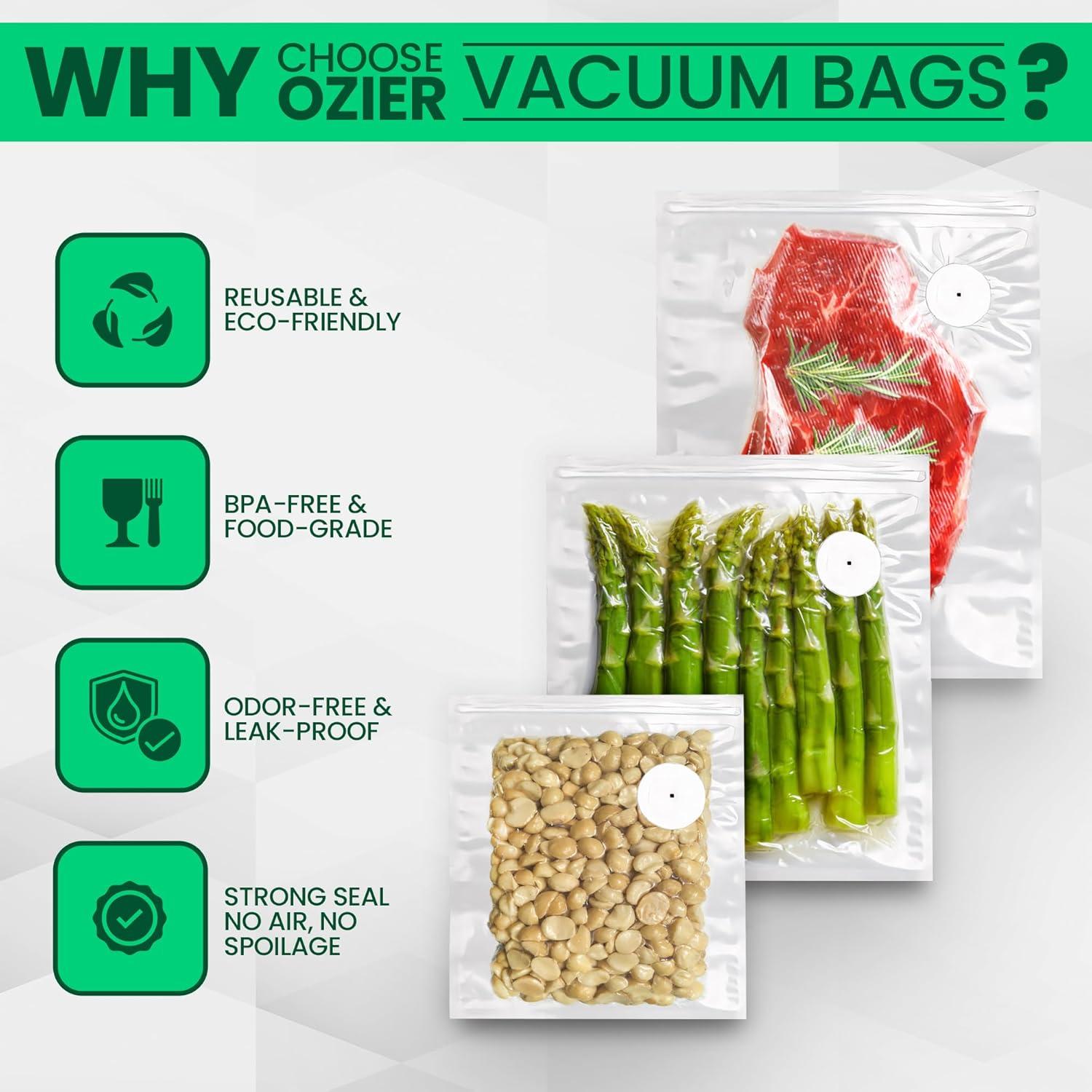 Bolsas de Sellado al Vacío Reutilizables OZIER - 30 Medianas Sin BPA