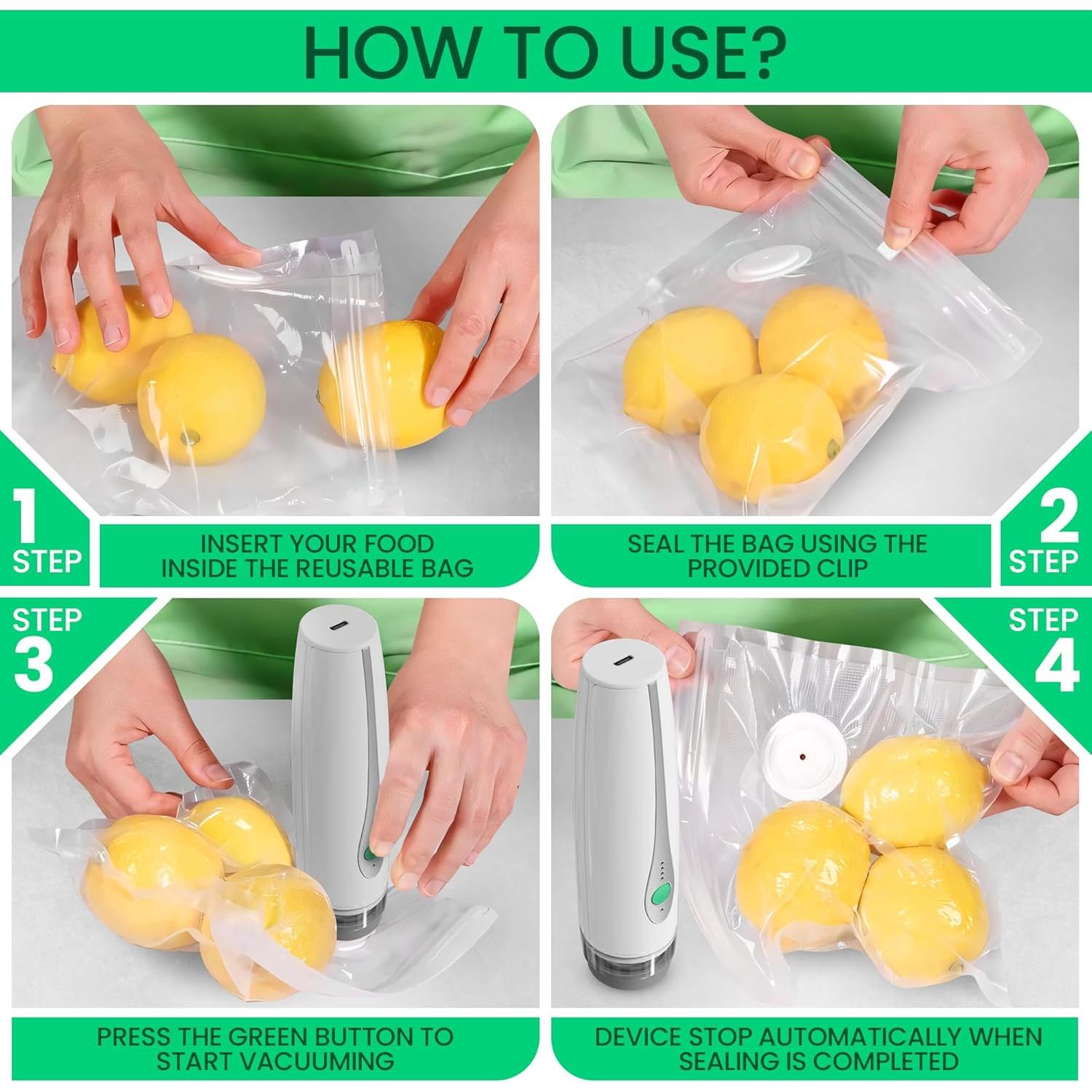 Bolsas de Sellado al Vacío Reutilizables OZIER - 30 Medianas Sin BPA