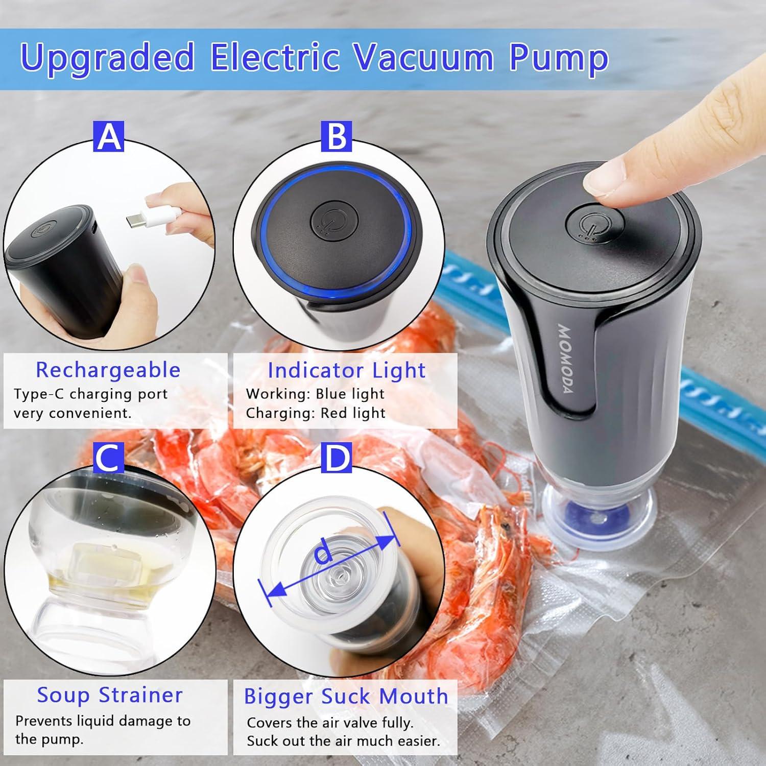 Bolsas Sous Vide MOMODA - Set de 20 Reutilizables con Bomba