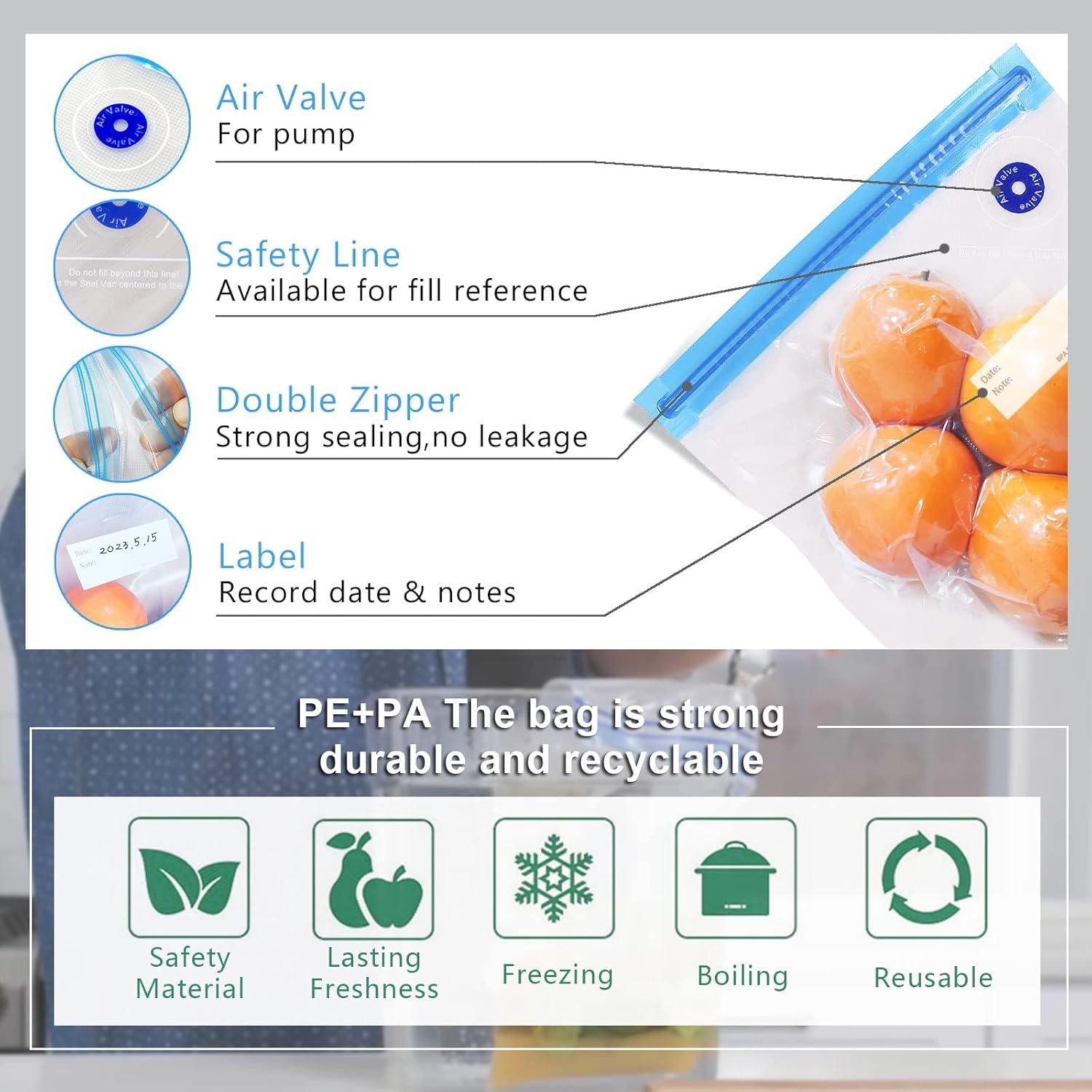 Bolsas Sous Vide MOMODA - Set de 20 Reutilizables con Bomba