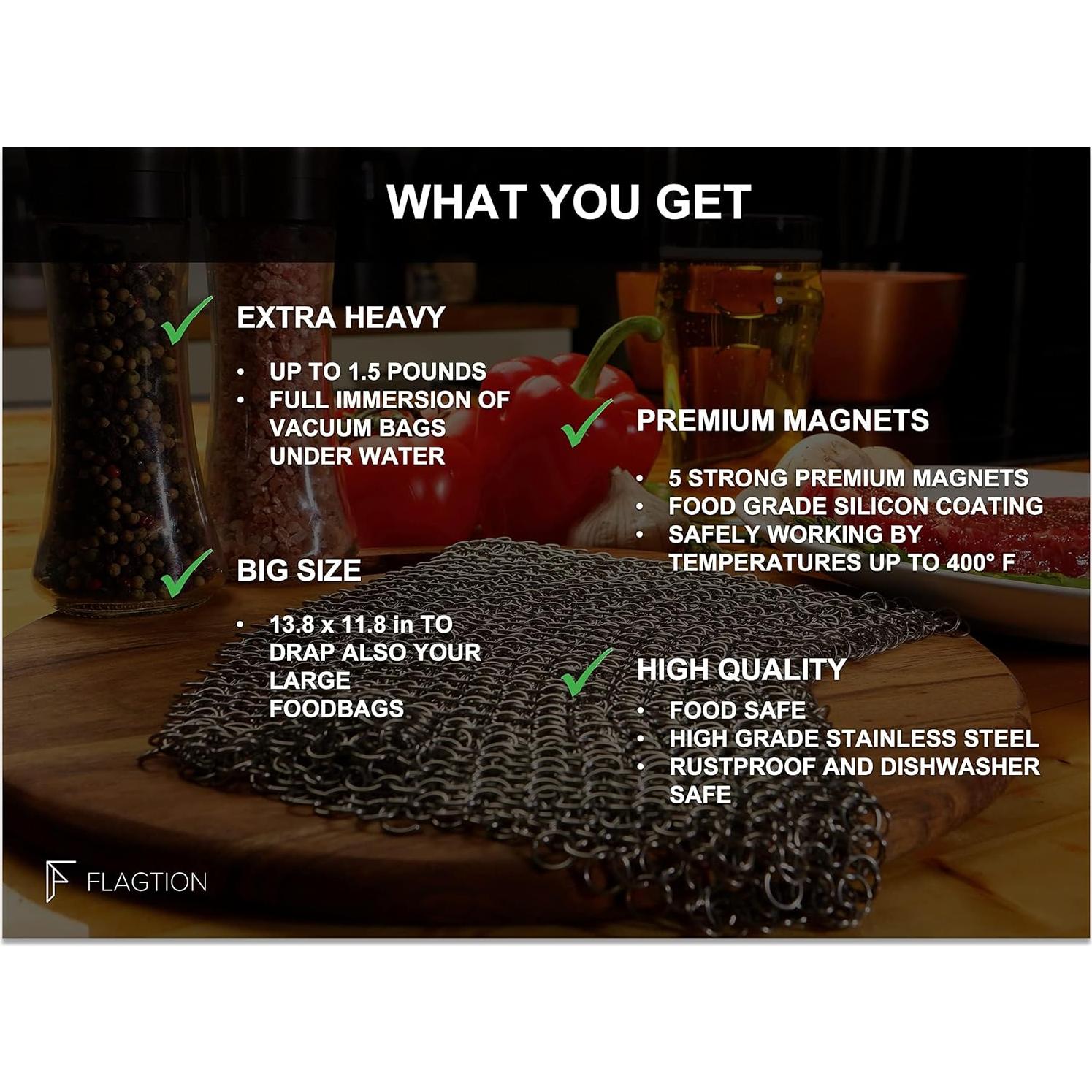 Juego de Accesorios Sous Vide FLAGTION - Red Acero Inoxidable 35x30cm