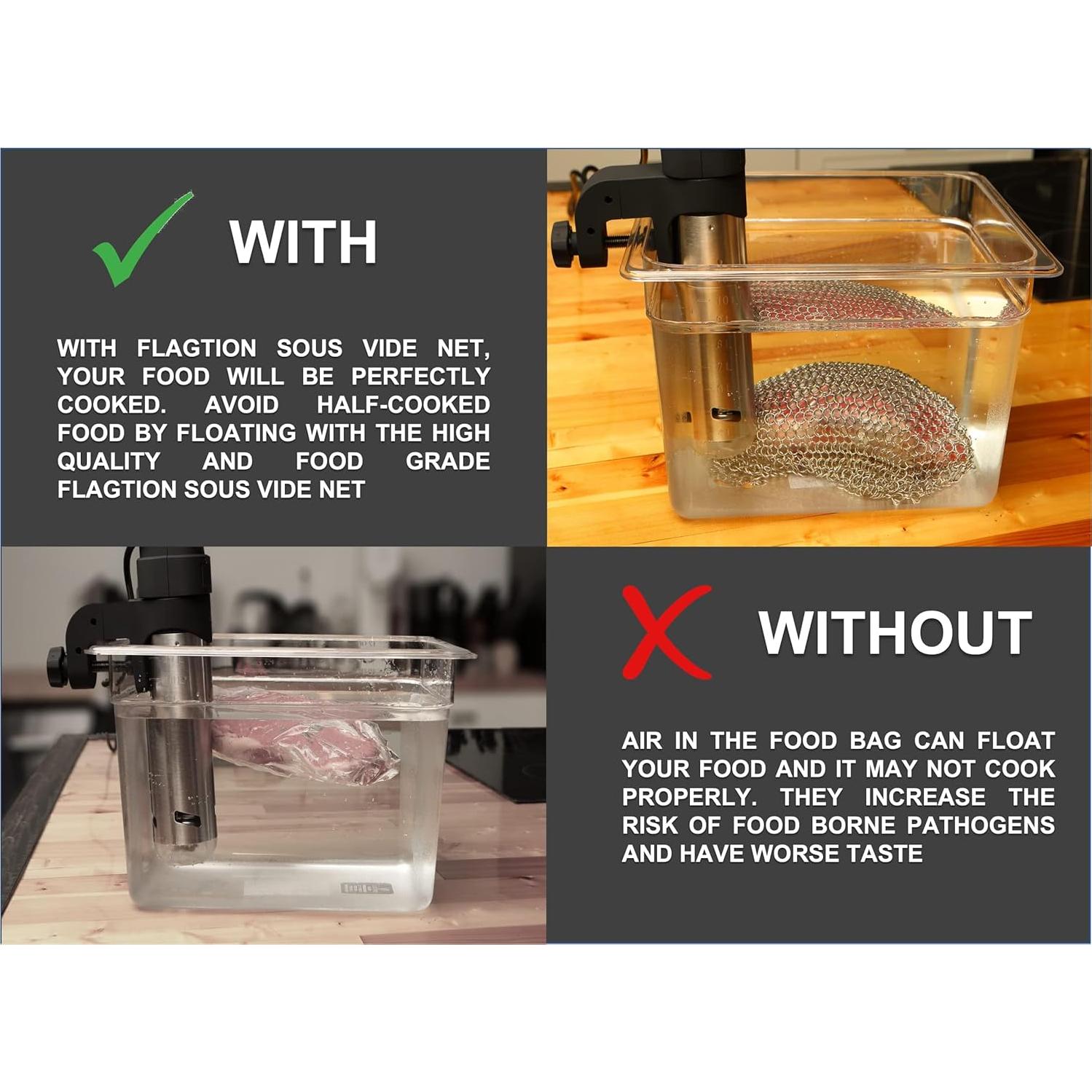 Juego de Accesorios Sous Vide FLAGTION - Red Acero Inoxidable 35x30cm