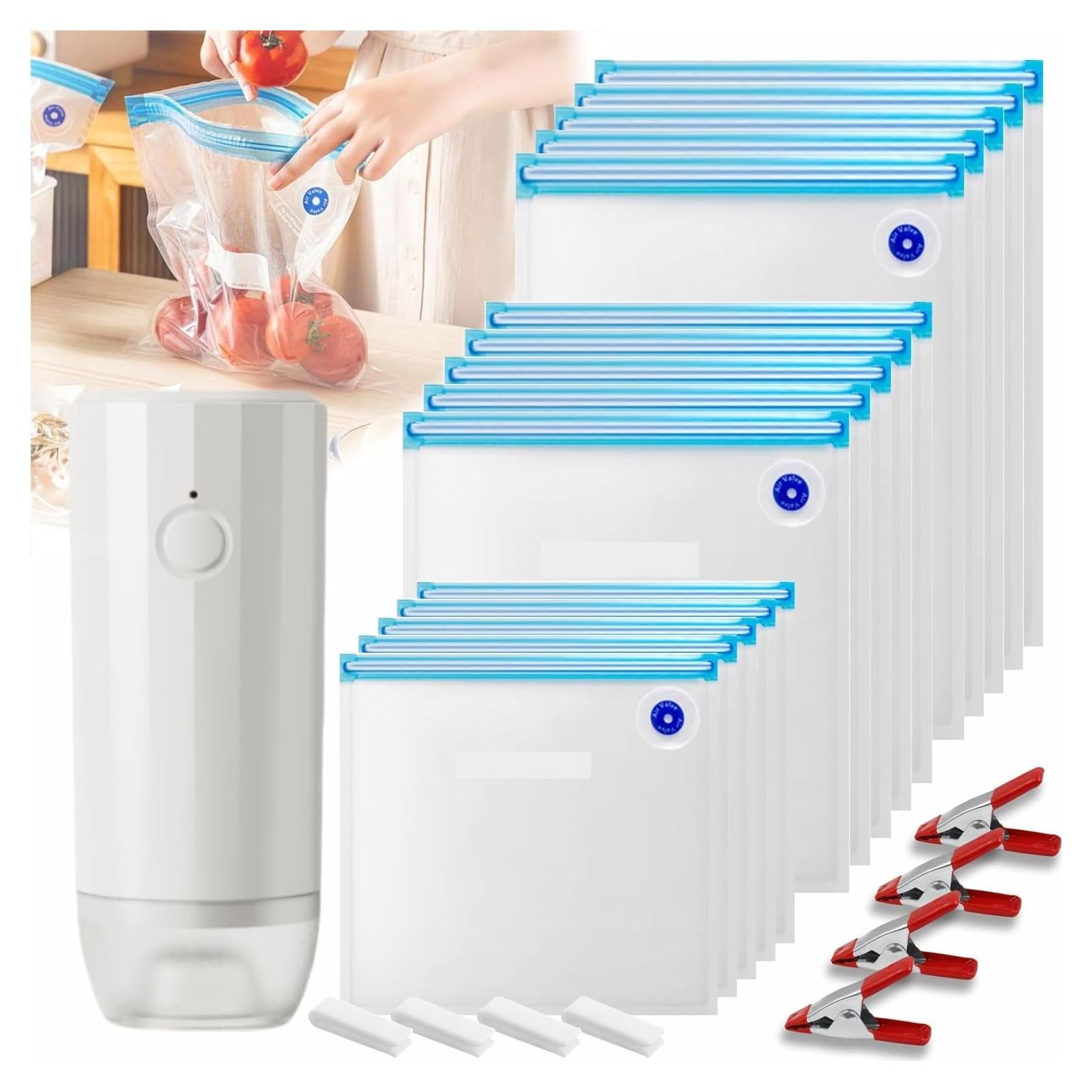 Bolsas Sous Vide Reutilizables 30 Pcs con Bomba Automática