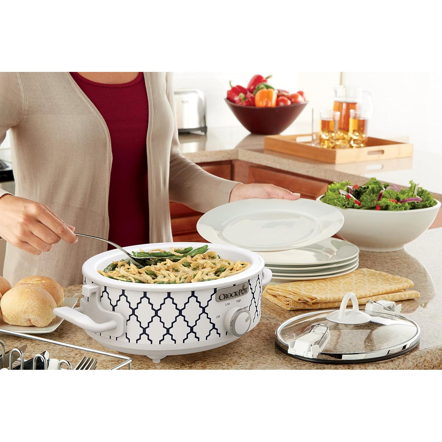 Olla de Cocción Lenta Crock-Pot 2.5L Blanca/Azul Compacta