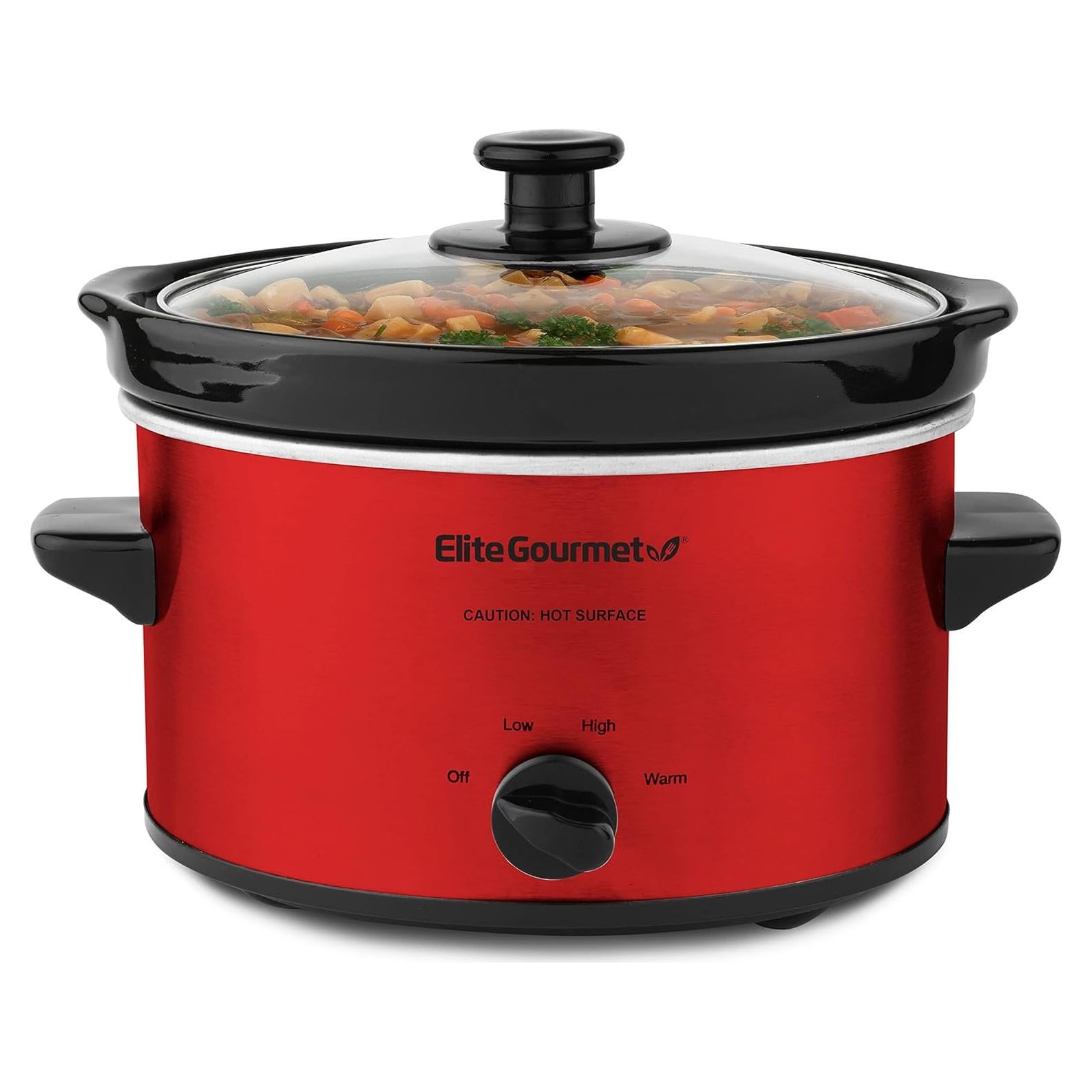 Cocinero Lento Eléctrico Elite Gourmet MST-275XR 2 Cuartos Rojo