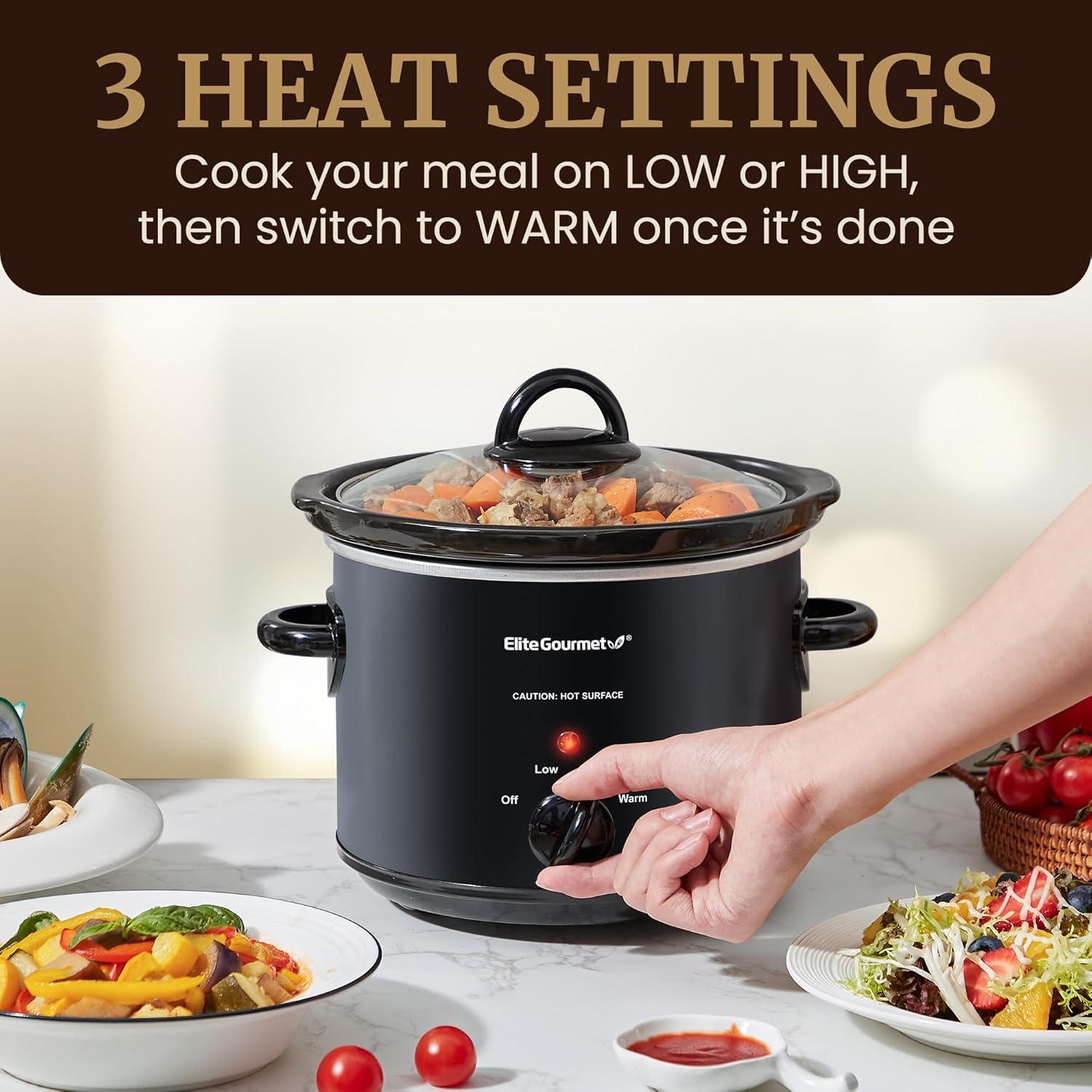 Cocina Lenta Eléctrica Elite Gourmet MST-350B 3L Negra