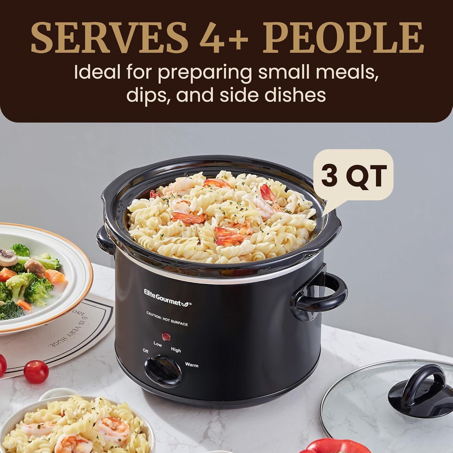 Cocina Lenta Eléctrica Elite Gourmet MST-350B 3L Negra