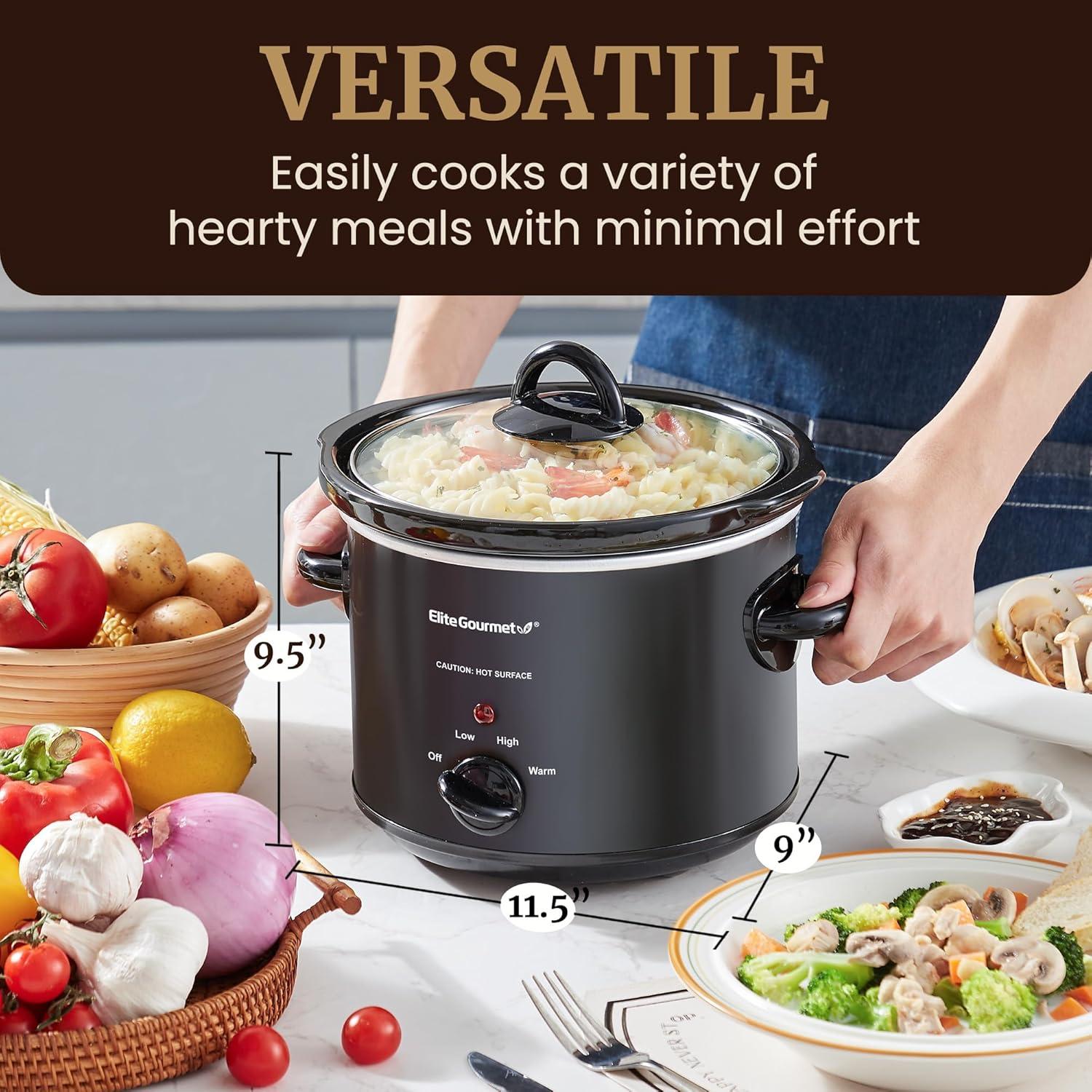 Cocina Lenta Eléctrica Elite Gourmet MST-350B 3L Negra